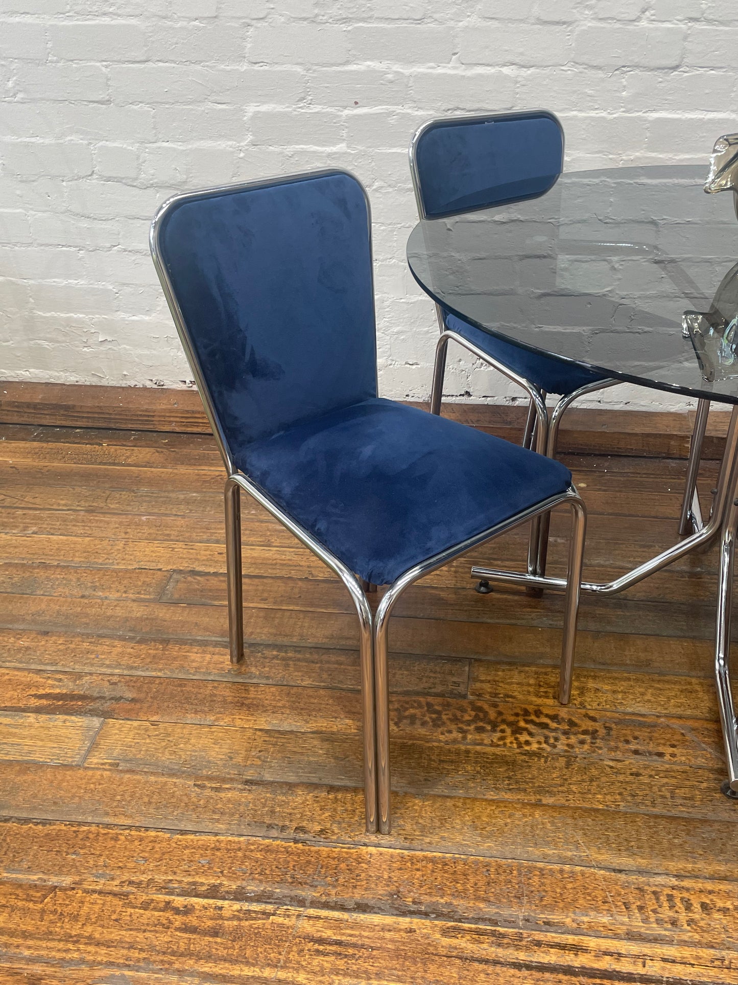 5 Piece Chrome and Smoked Glass Dining Set