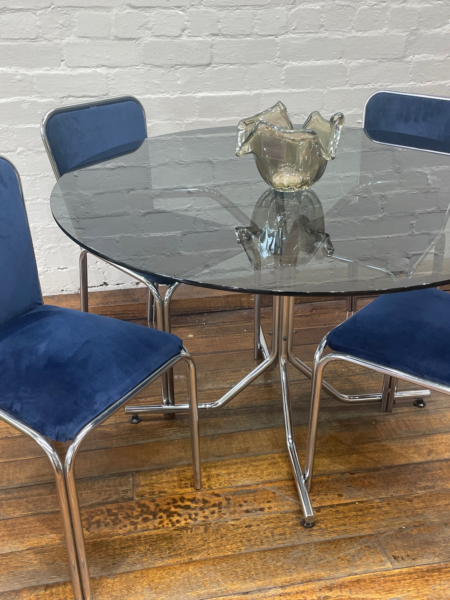 5 Piece Chrome and Smoked Glass Dining Set