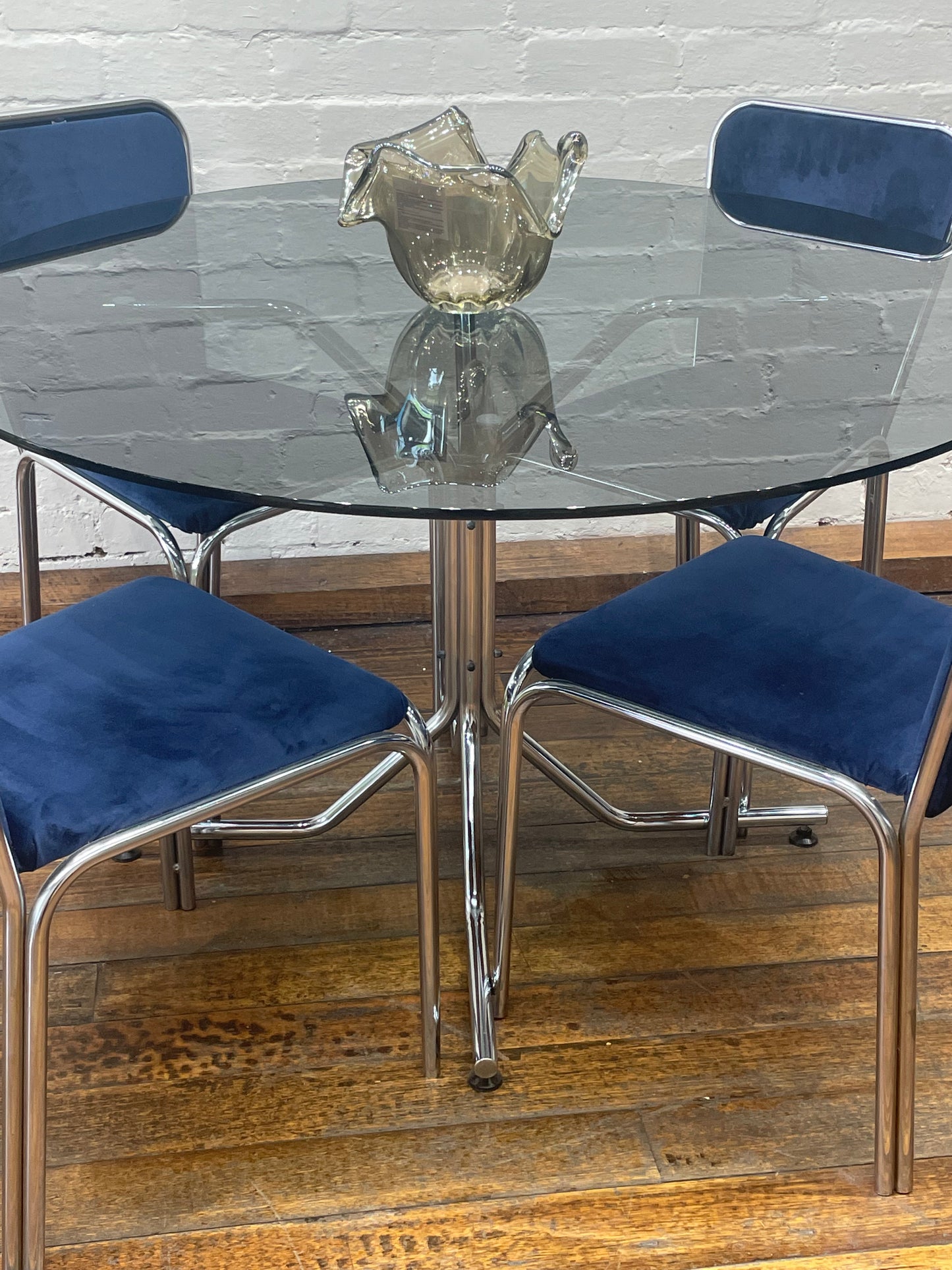 5 Piece Chrome and Smoked Glass Dining Set