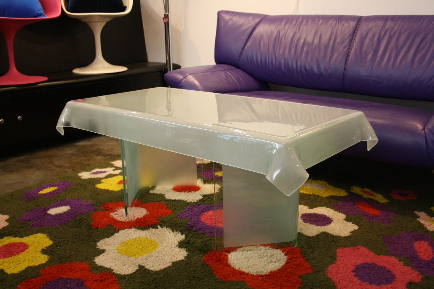 Frosted Glass Tablecloth Coffee Table