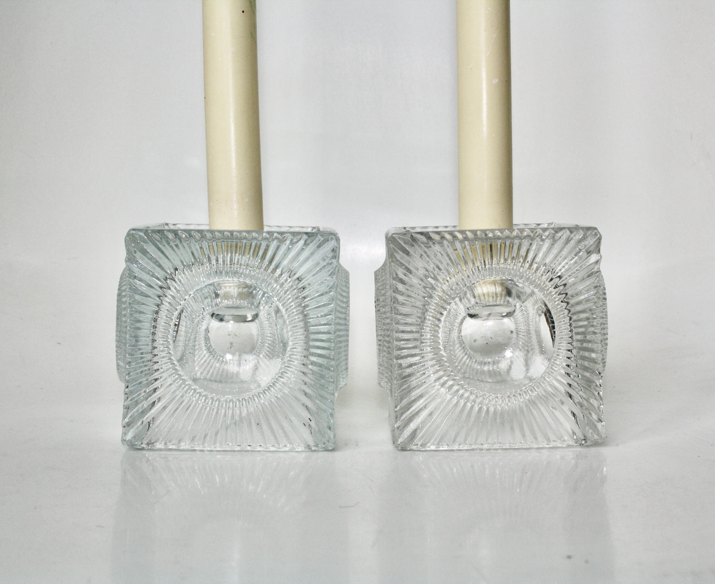 Square Glass Candlesticks