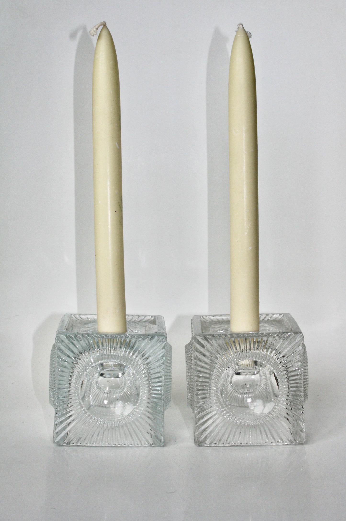 Square Glass Candlesticks
