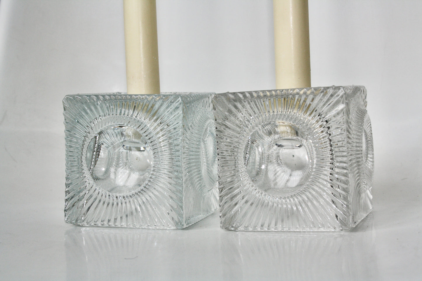 Square Glass Candlesticks