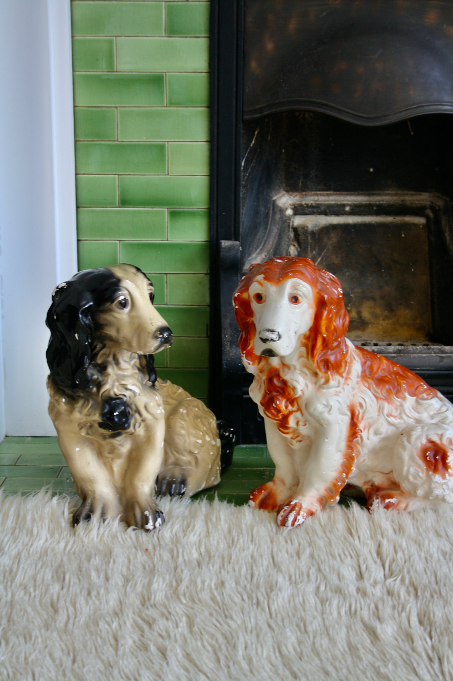 Ceramic Dog Statue Beige/Black