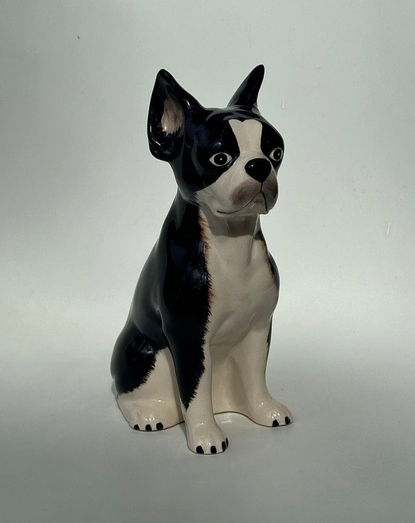 Sculpture Céramique Boston Terrier Grandeur Nature – Three Star – Fabriquée En Italie