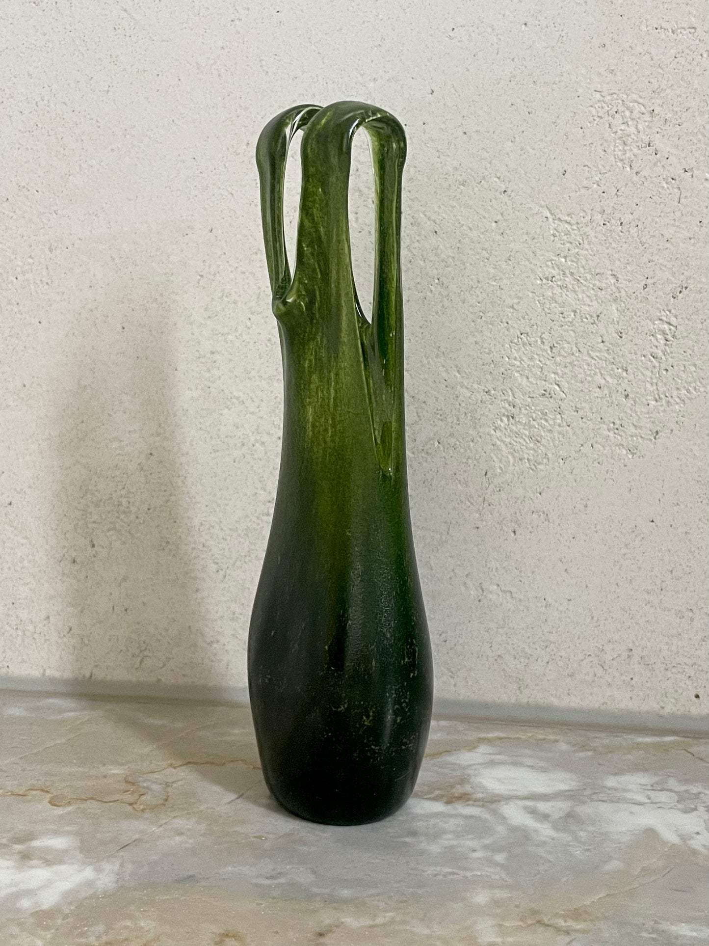 Swimsuit Vase for Kosta Boda in deep green with gold inclusion
