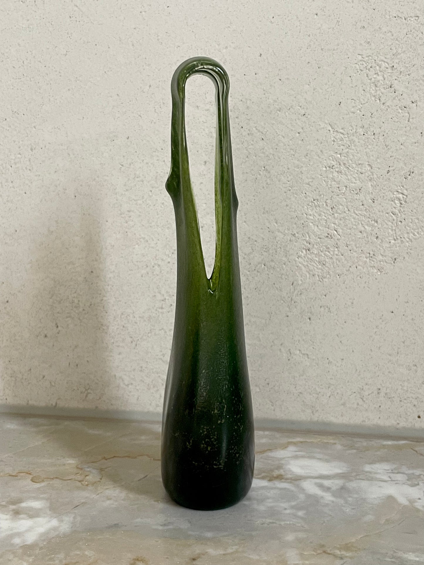 Swimsuit Vase for Kosta Boda in deep green with gold inclusion