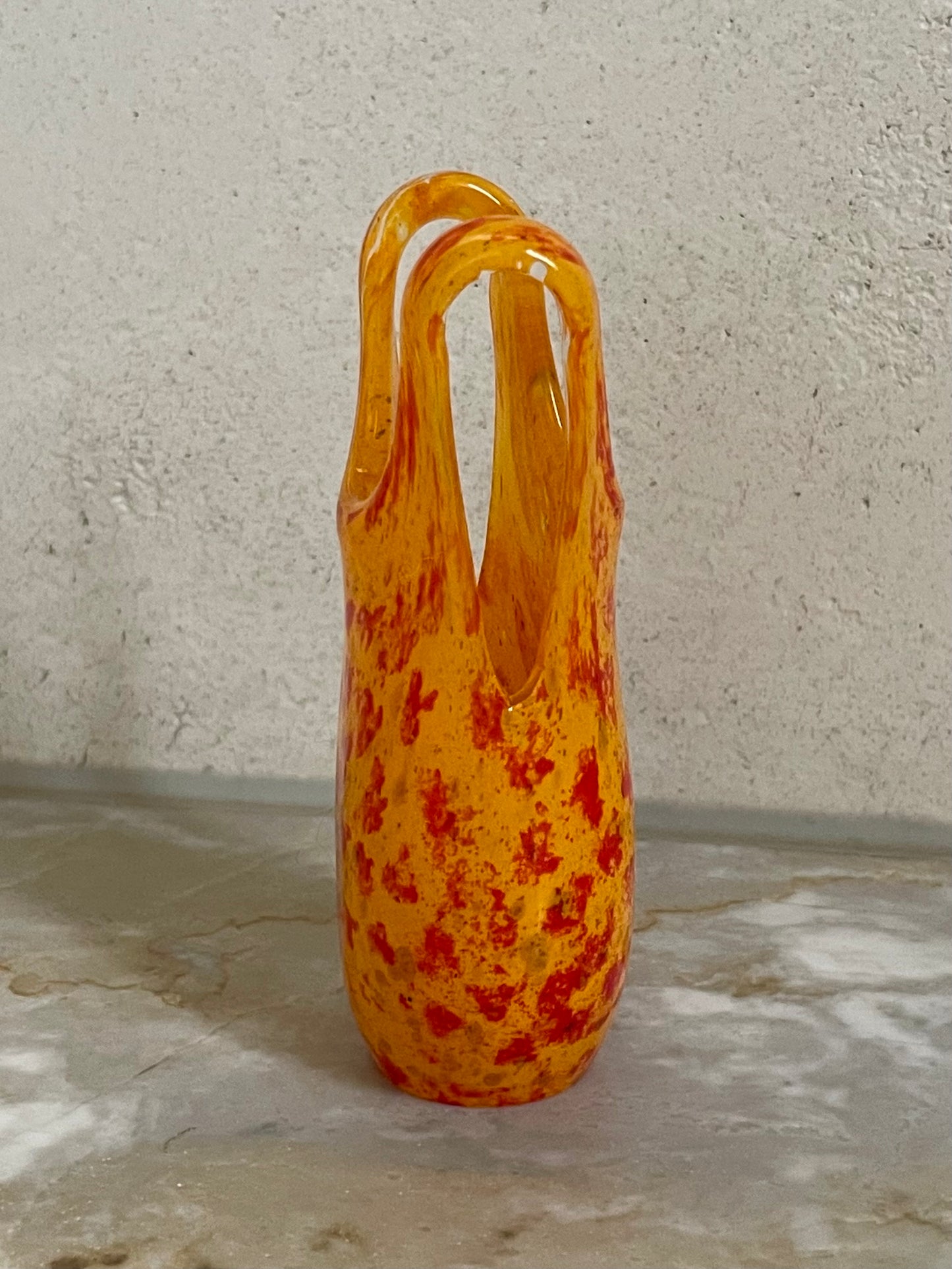 Swimsuit Vase for Kosta Boda in yellow with red inclusion
