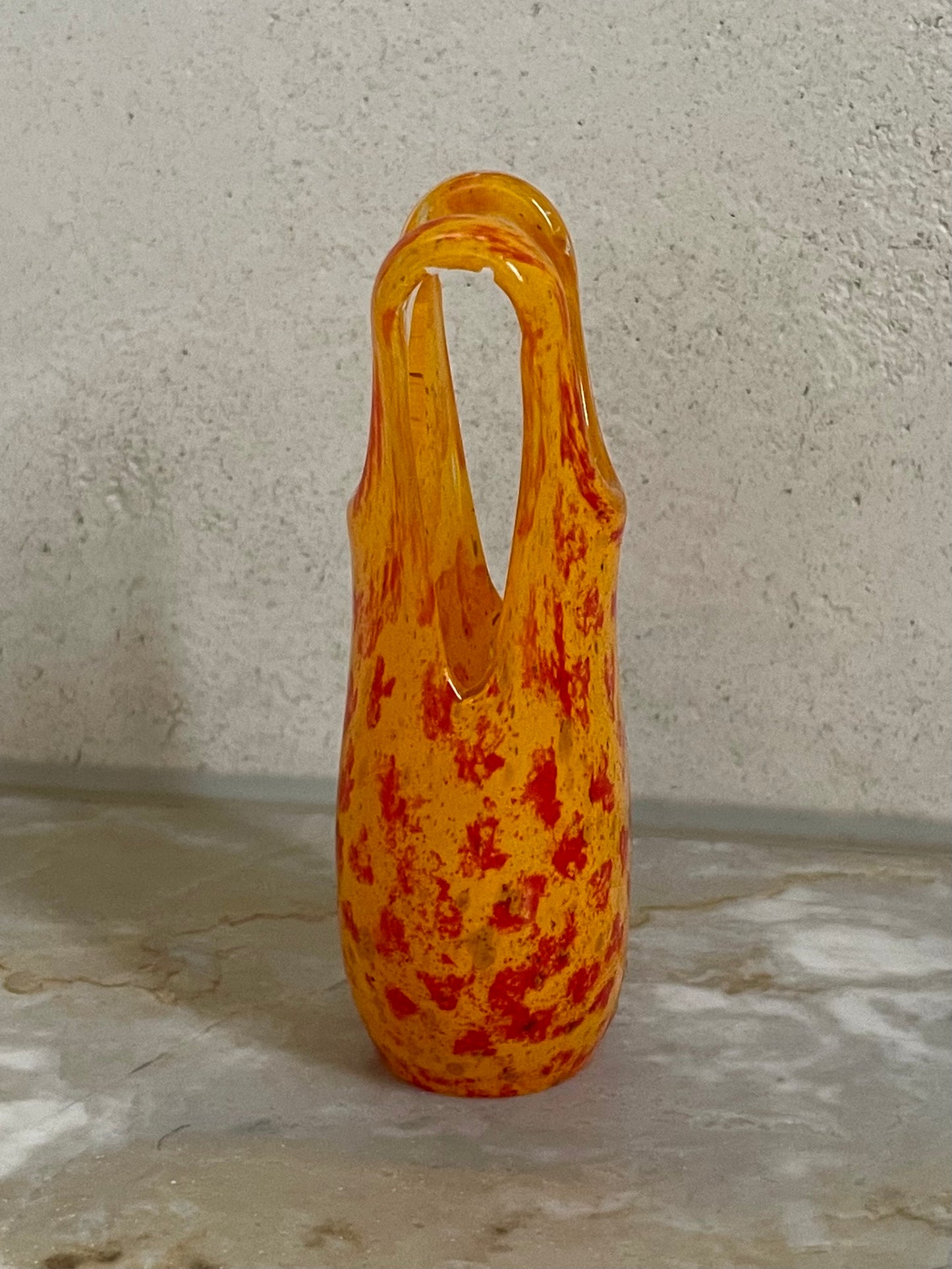 Swimsuit Vase for Kosta Boda in yellow with red inclusion