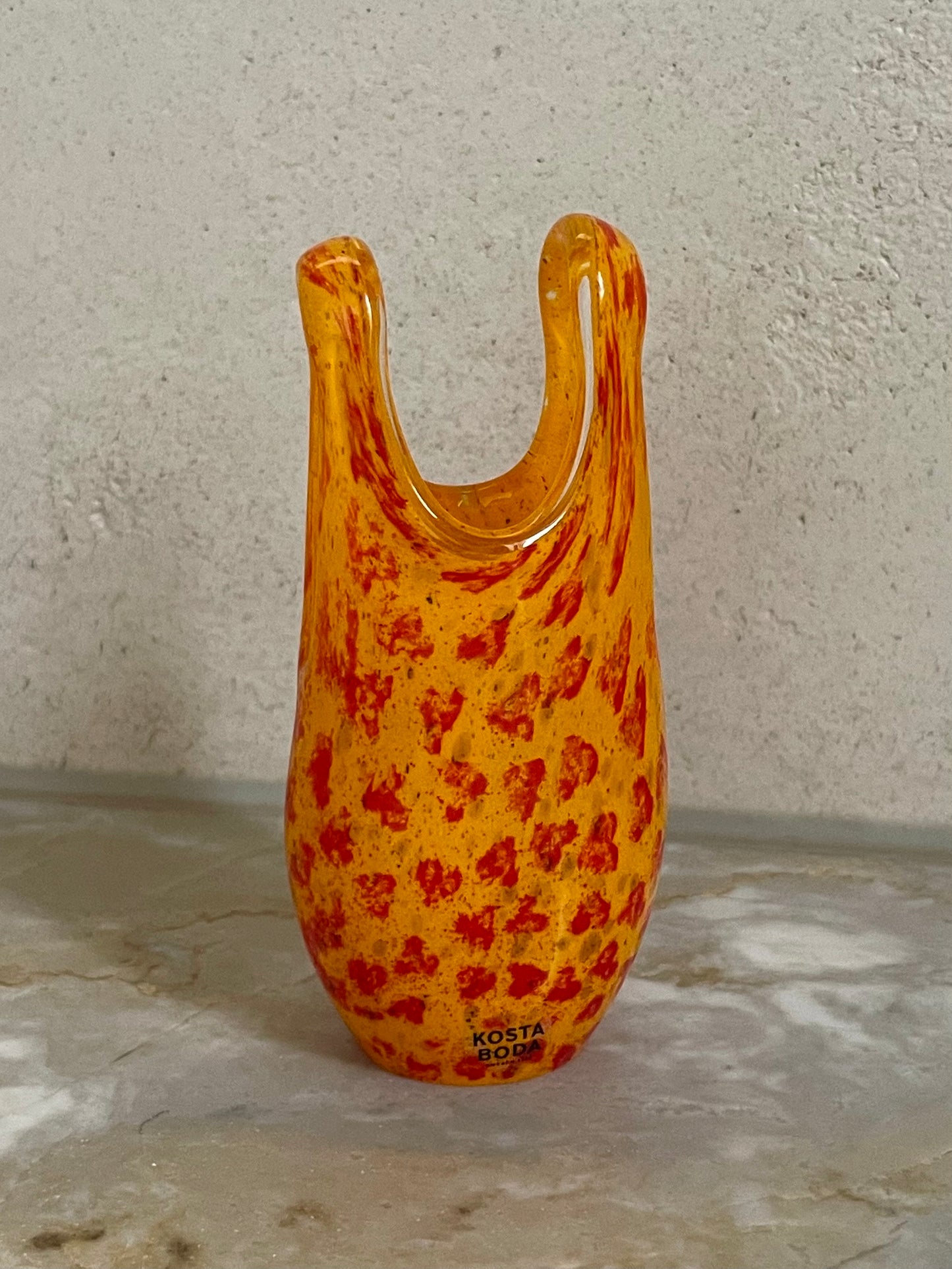 Swimsuit Vase for Kosta Boda in yellow with red inclusion