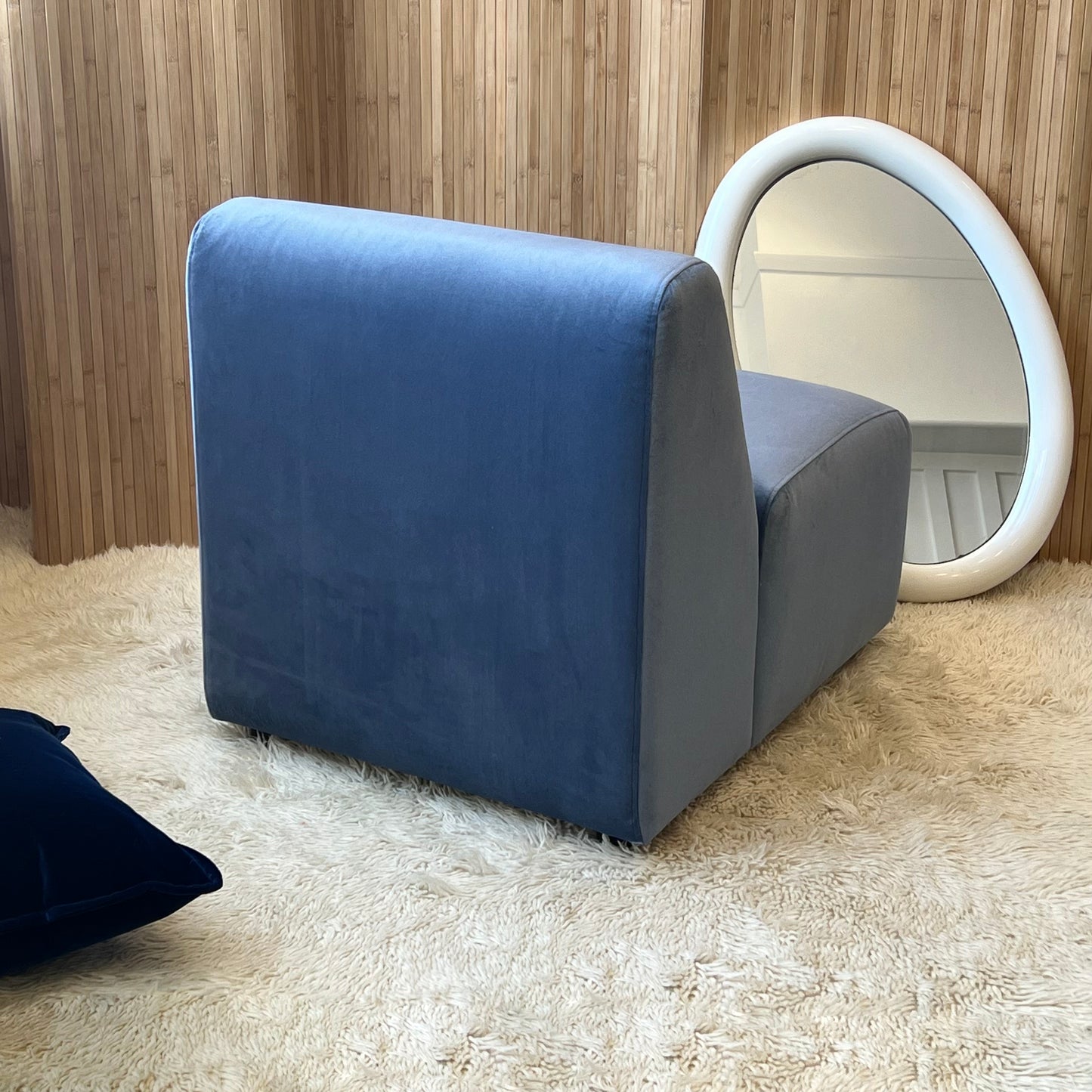 Dusty Blue Velvet Pod Armchairs