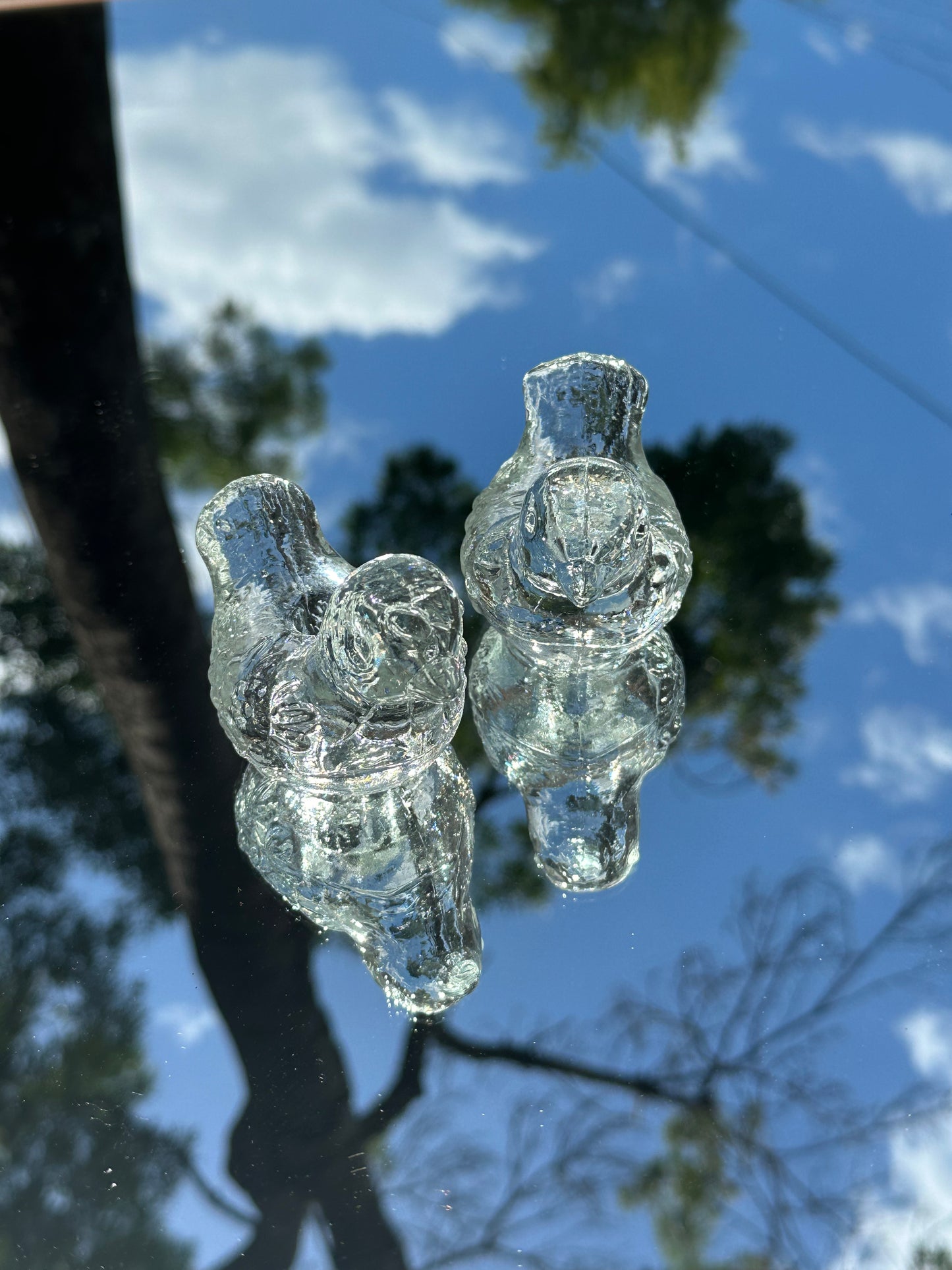 Pair of Glass Bird Candlesticks