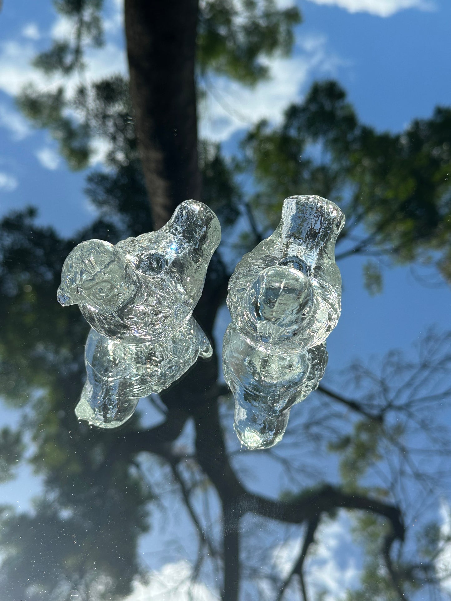 Pair of Glass Bird Candlesticks