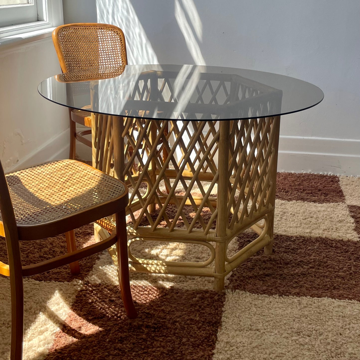 Cane and Smoked Glass Table