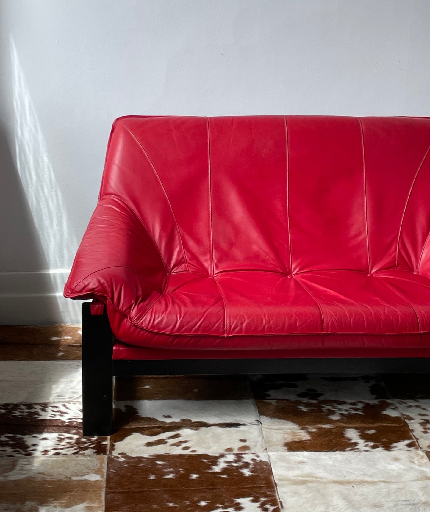 Red Leather Sofa by Module