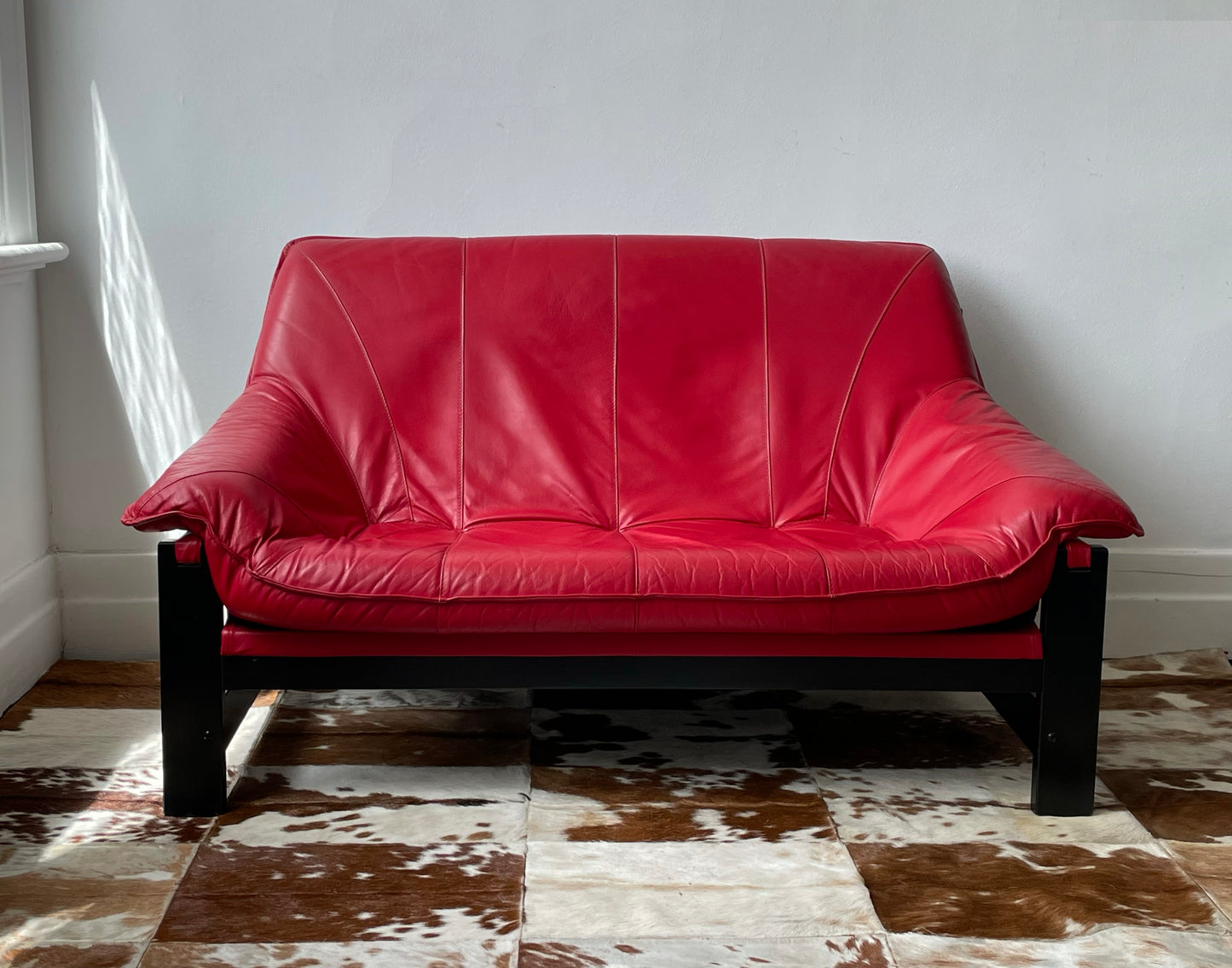 Red Leather Sofa by Module