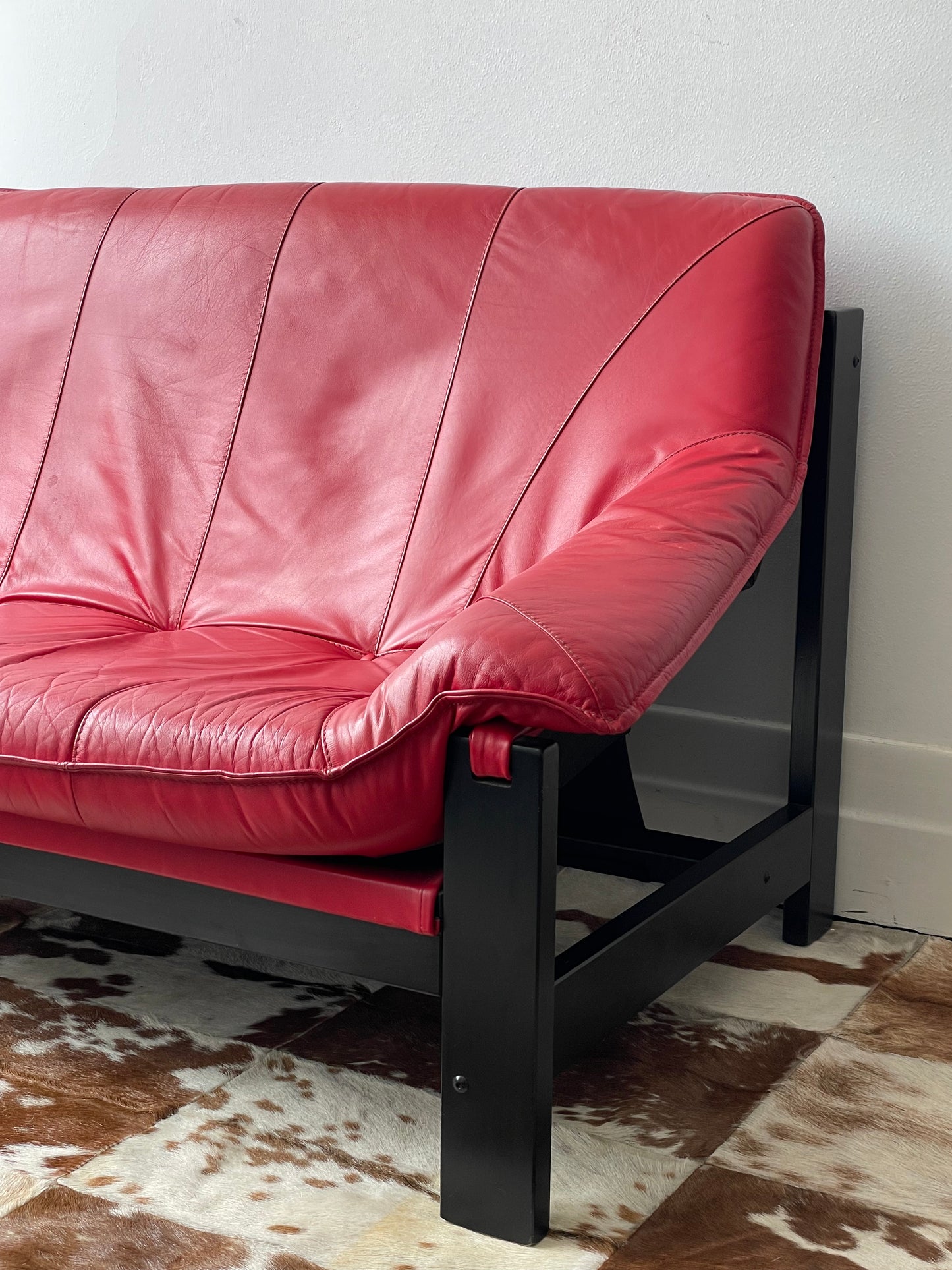 Red Leather Sofa by Module