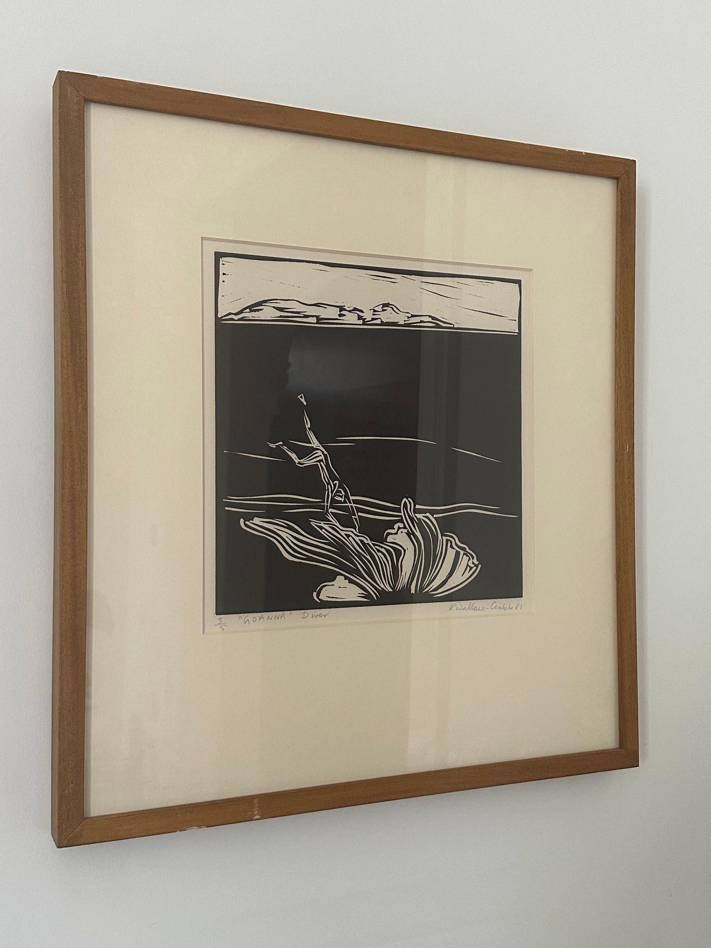 'Goanna Diver' by Robin Wallace-Crabb Linocut