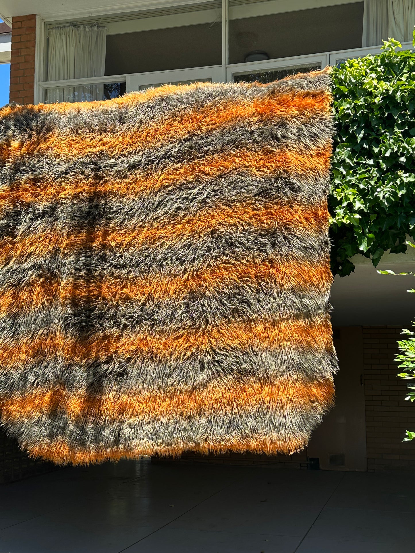 Large Striped Flokati Rug