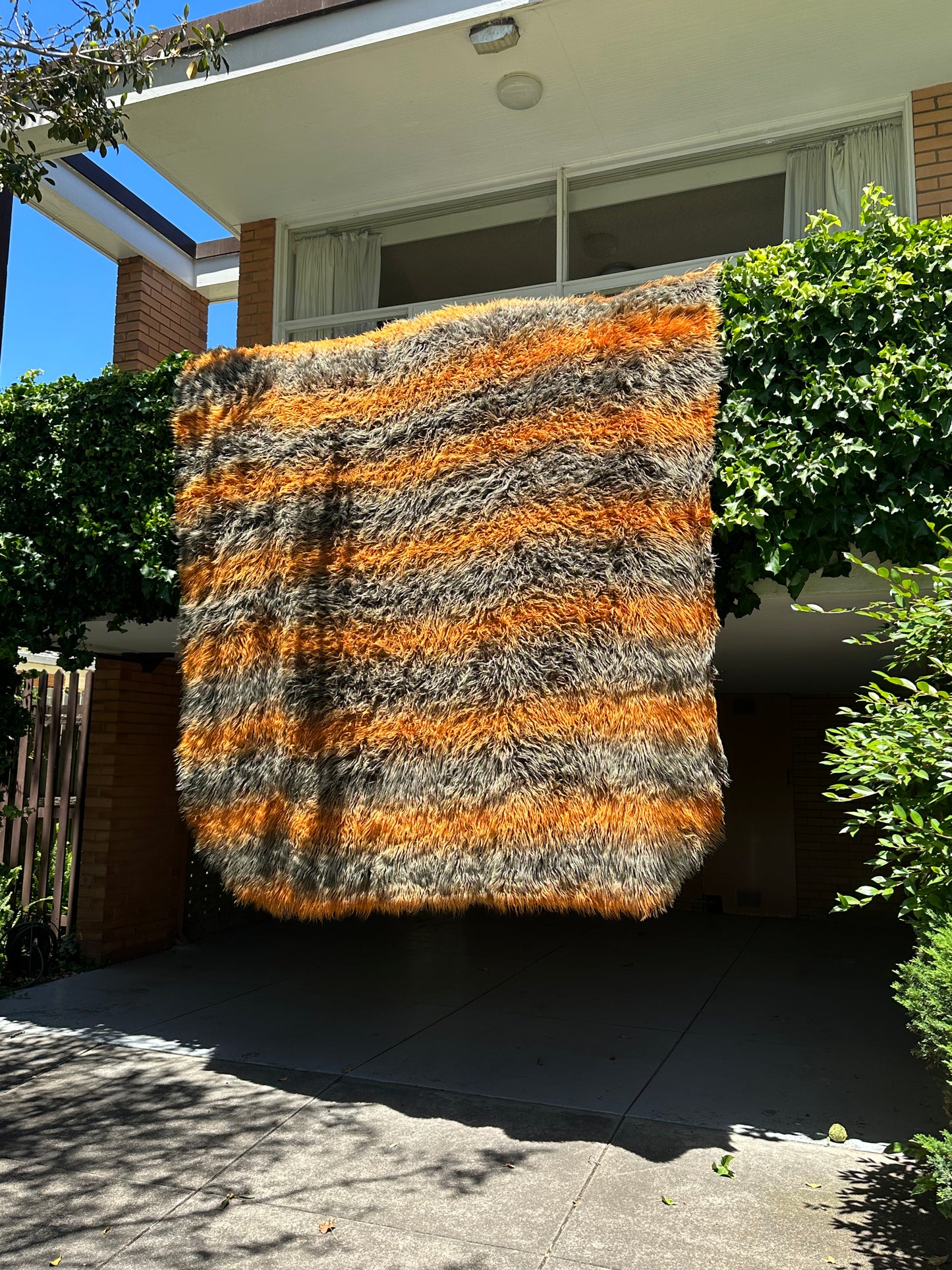 Large Striped Flokati Rug