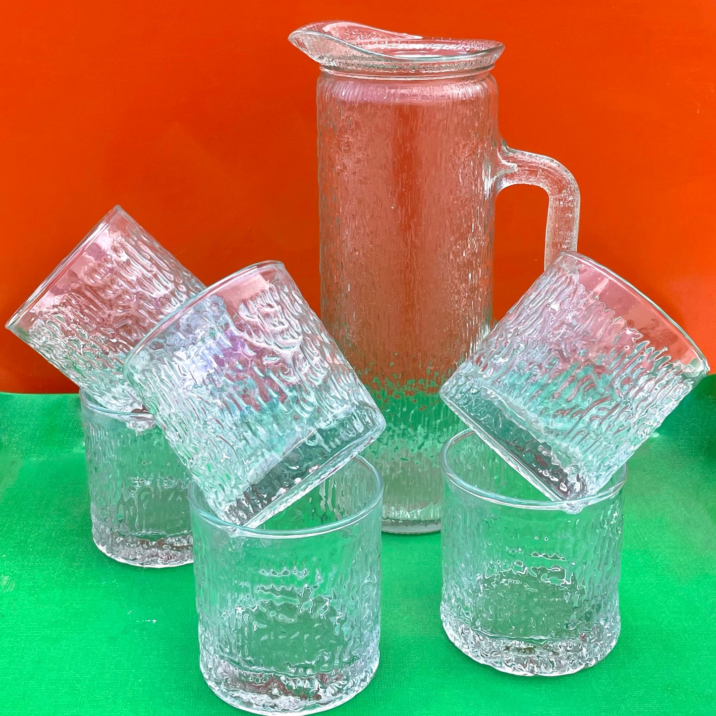 Set of 6 Bark Glasses and Pitcher