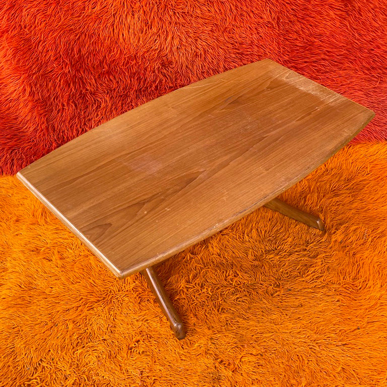 Vintage Teak Twin Pedestal Coffee Table