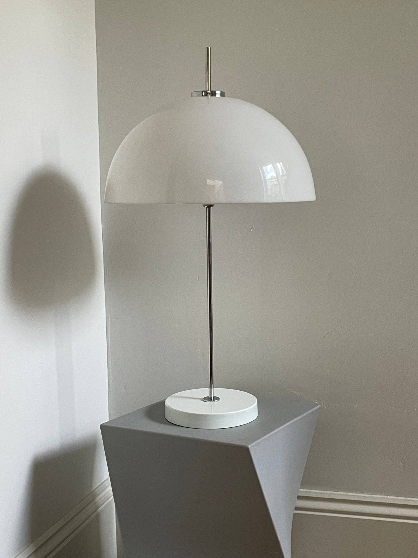 White Domed Lucite Mushroom Lamp