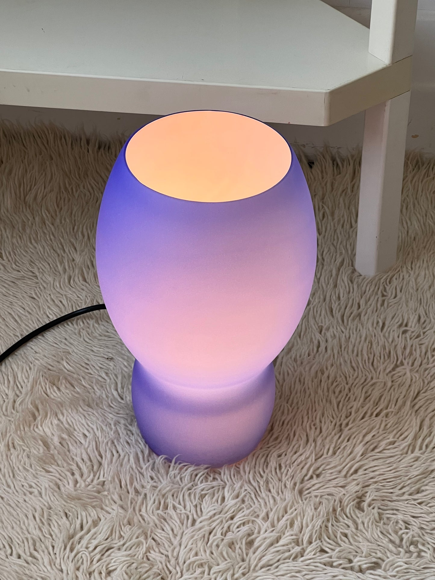 Frosted Cobalt Blue Glass Italian Lamp