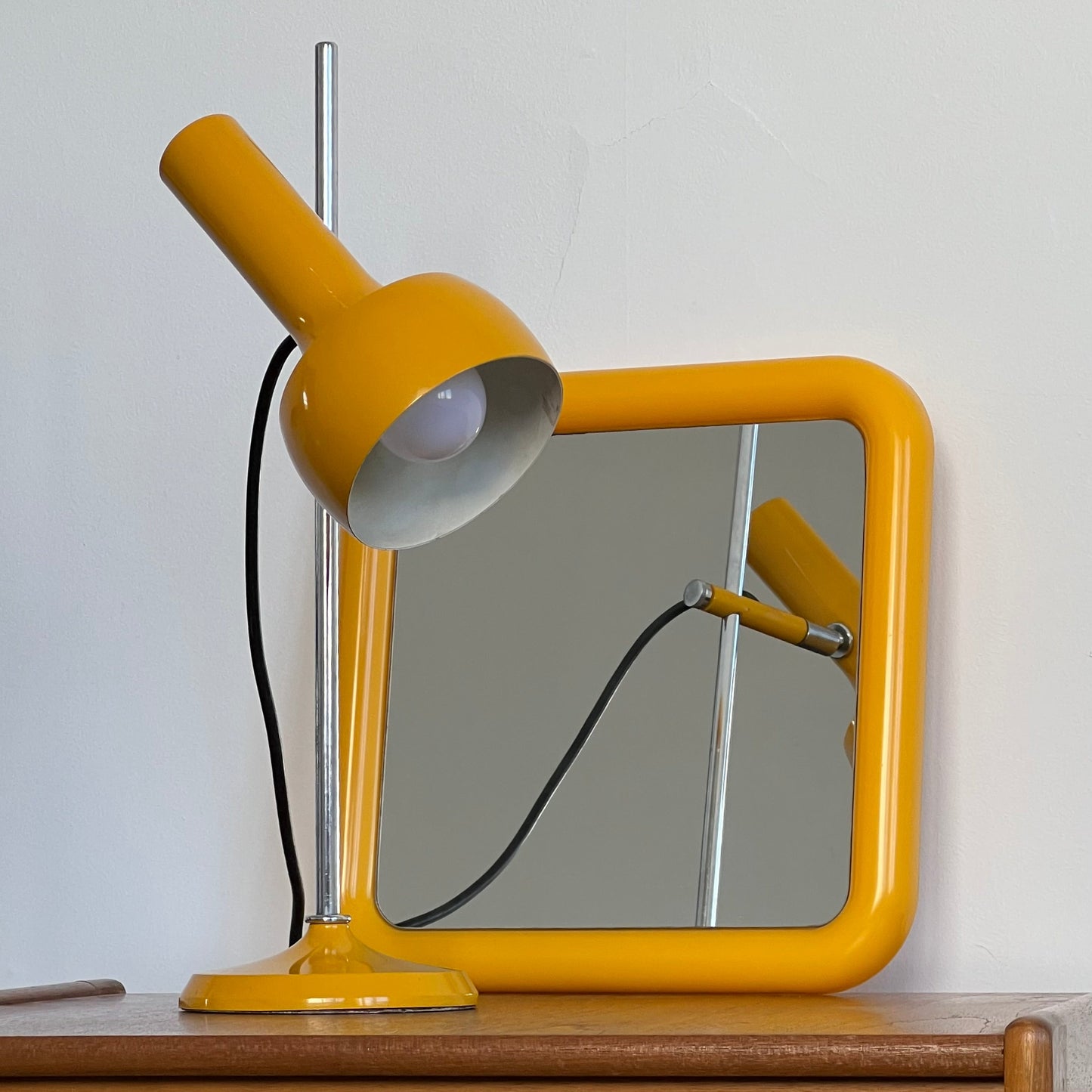 Plastic Bulbous Yellow Mirror