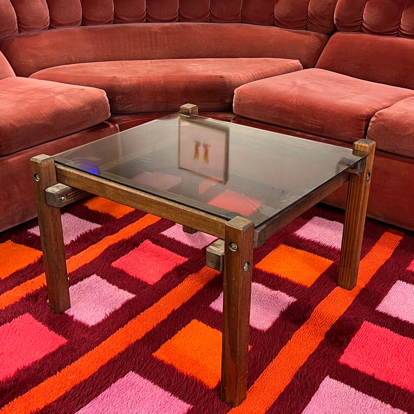 Wood and Smoked glass coffee Table
