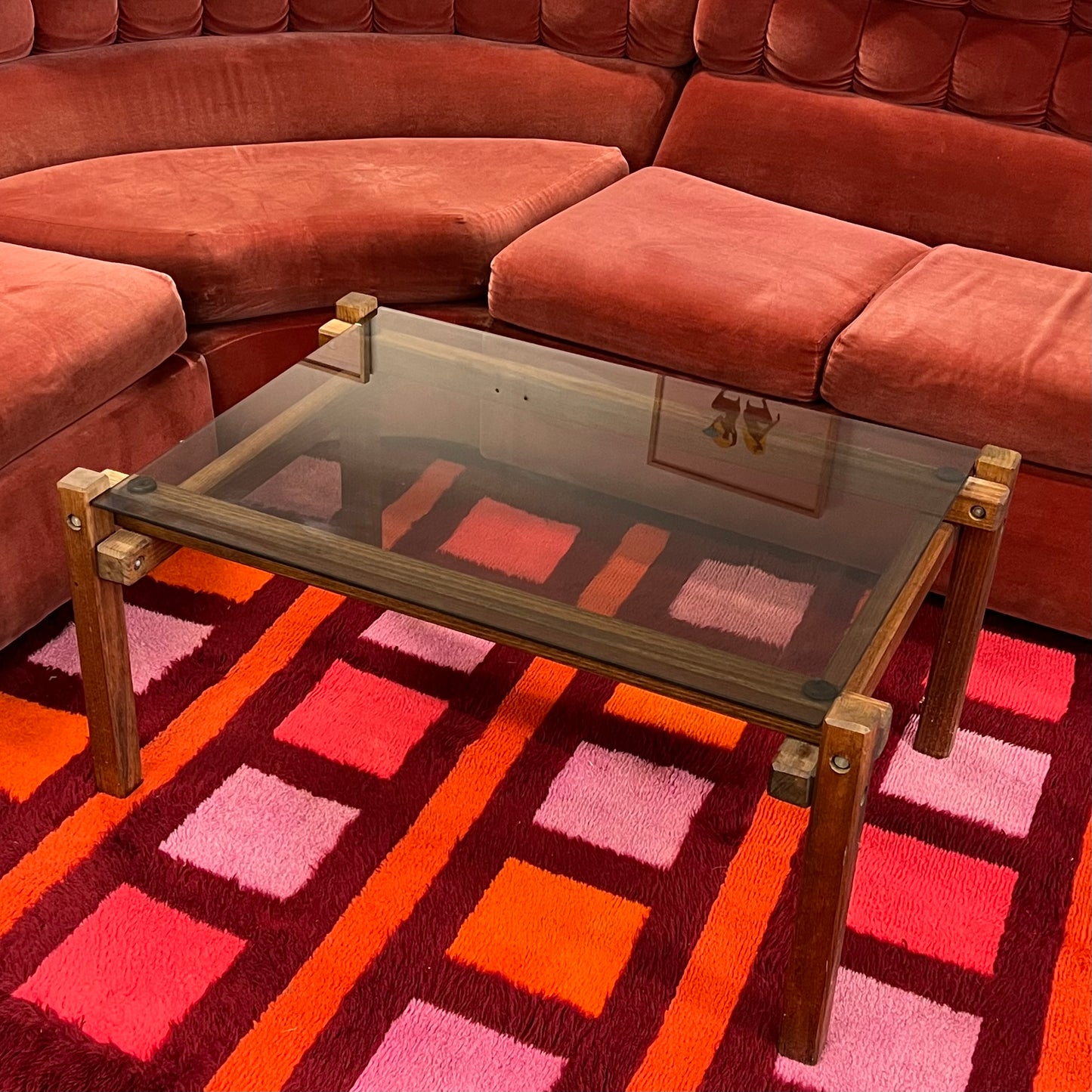 Wood and Smoked glass coffee Table