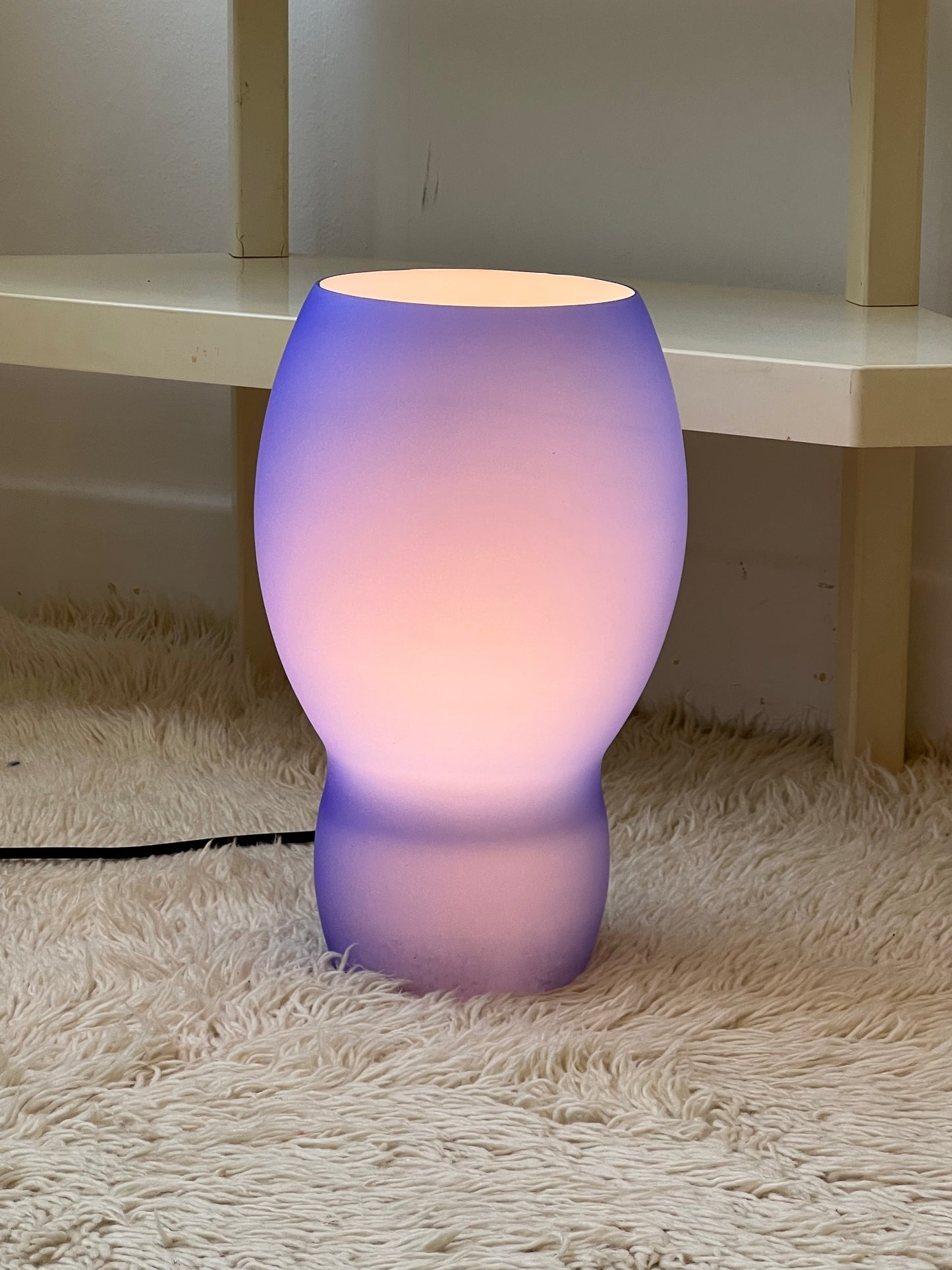 Frosted Cobalt Blue Glass Italian Lamp