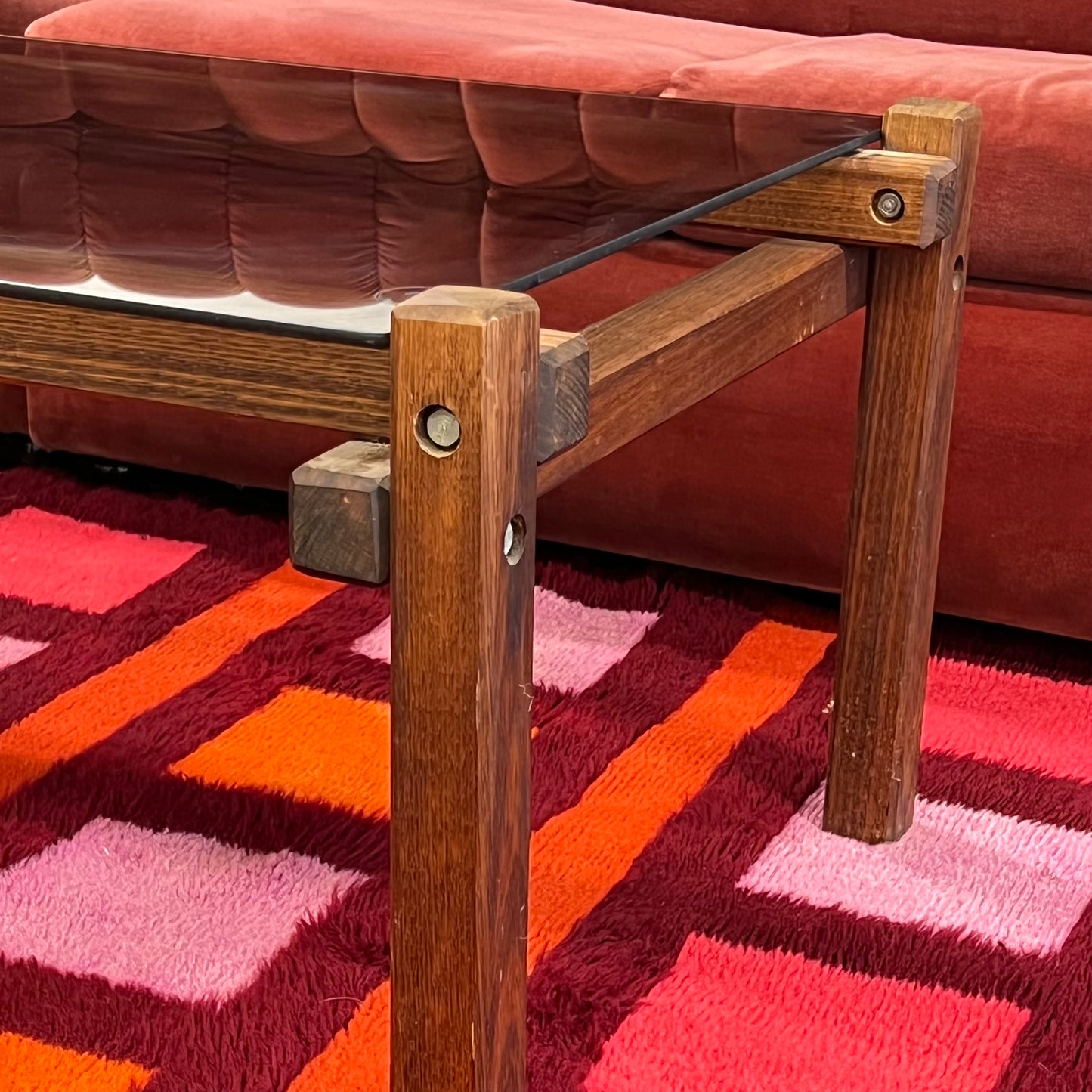 Wood and Smoked glass coffee Table