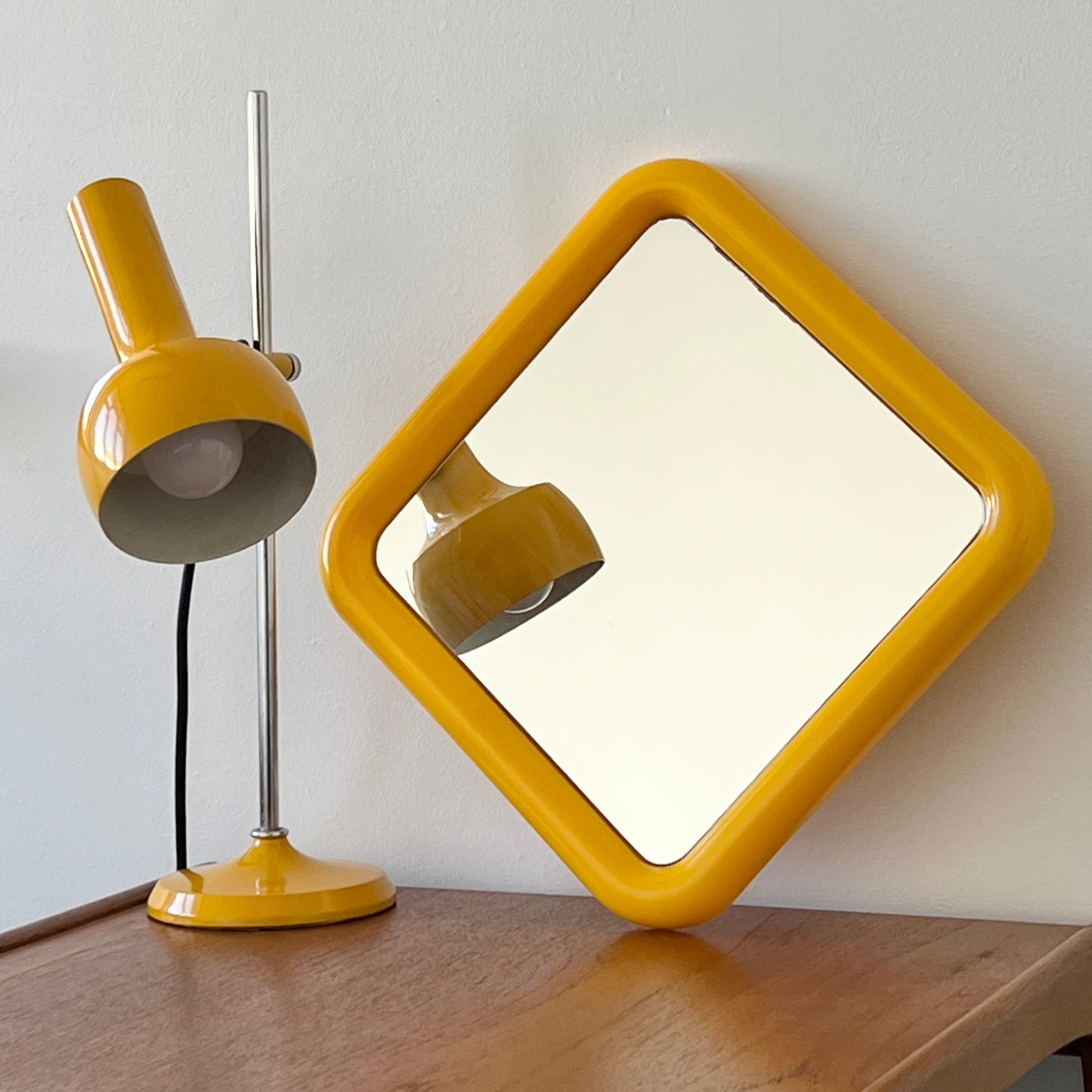 Plastic Bulbous Yellow Mirror