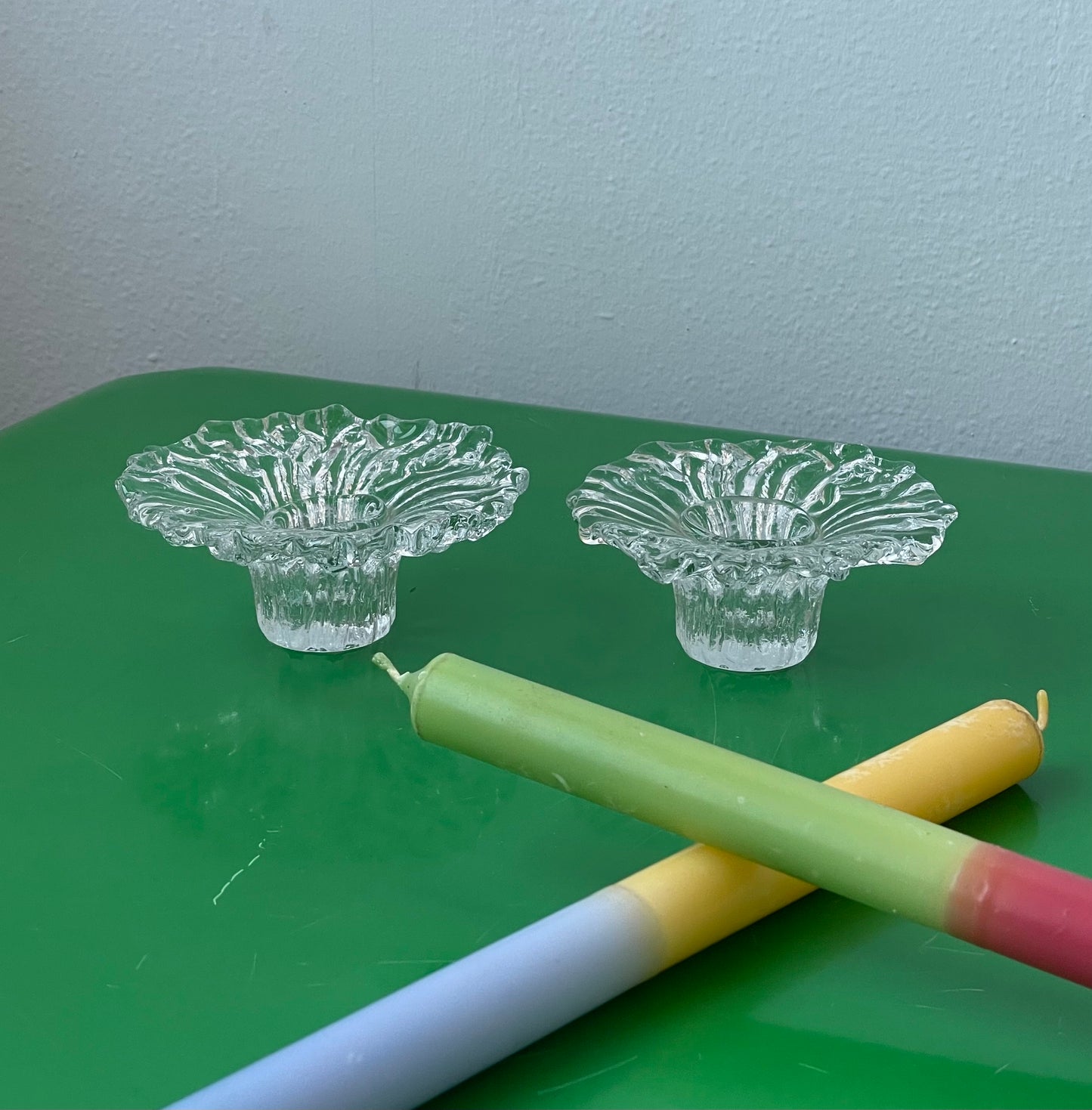 Frilly Crystal Candlesticks
