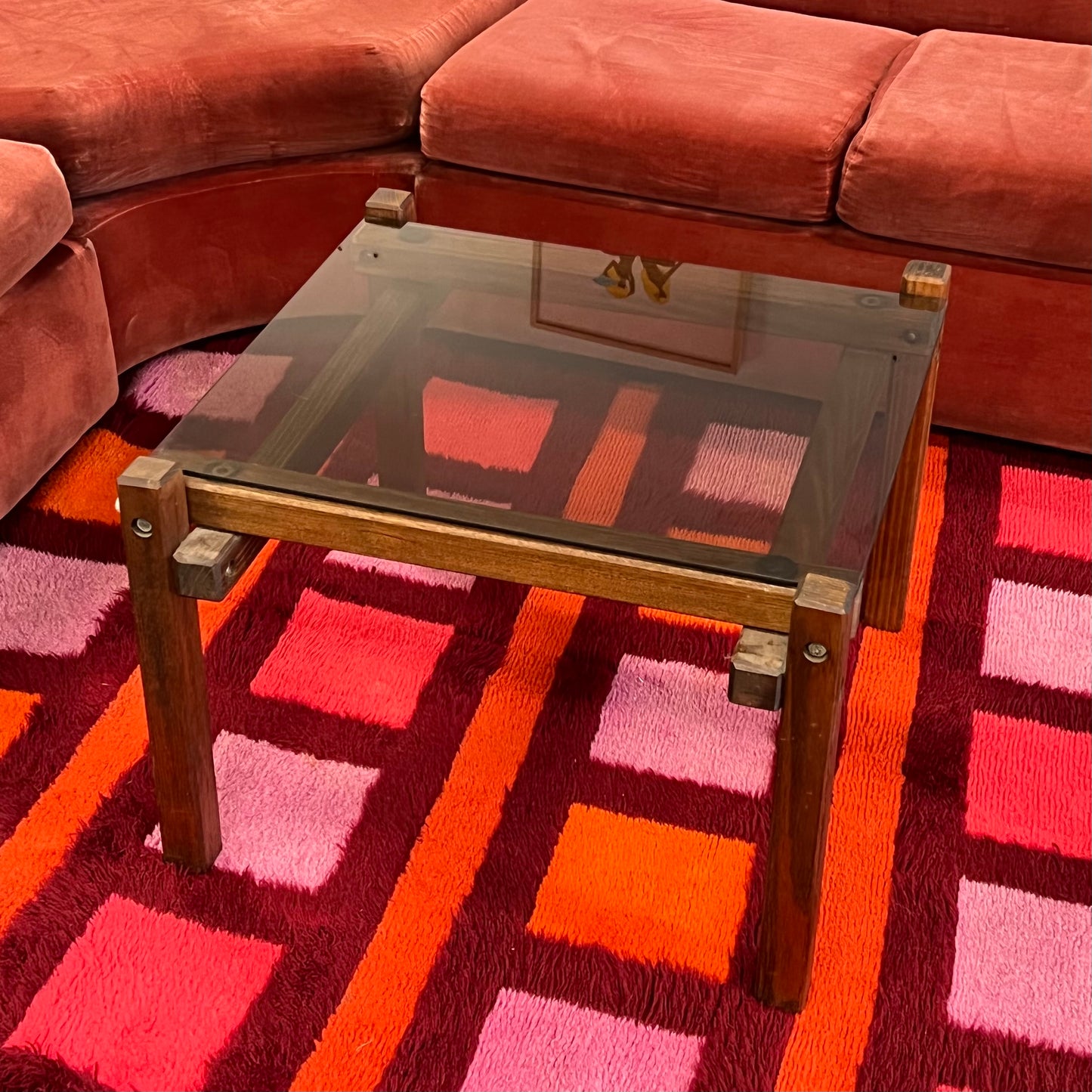 Wood and Smoked glass coffee Table