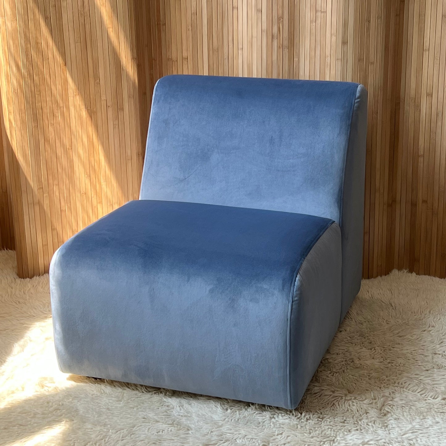 Dusty Blue Velvet Pod Armchairs