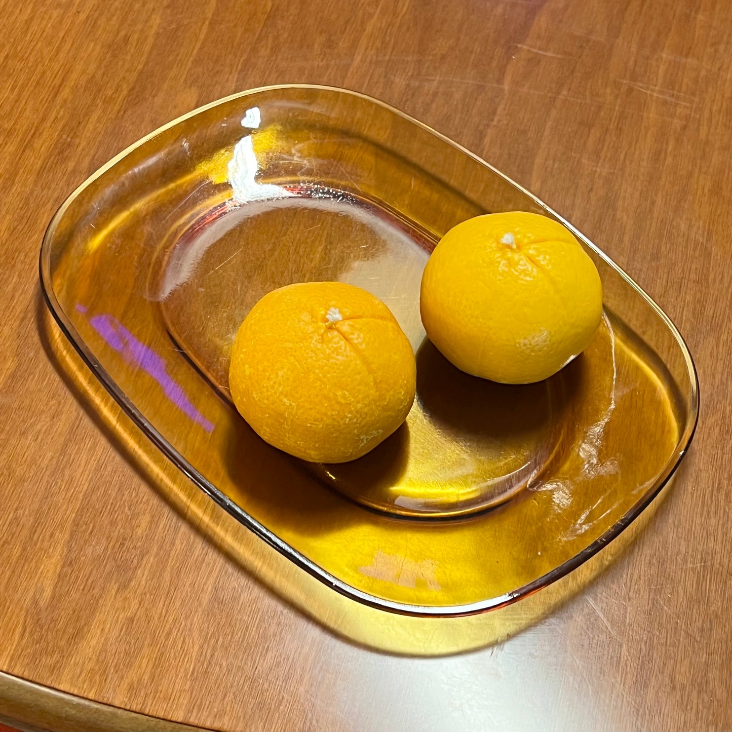 Pair of Amber Glass Serving Plates
