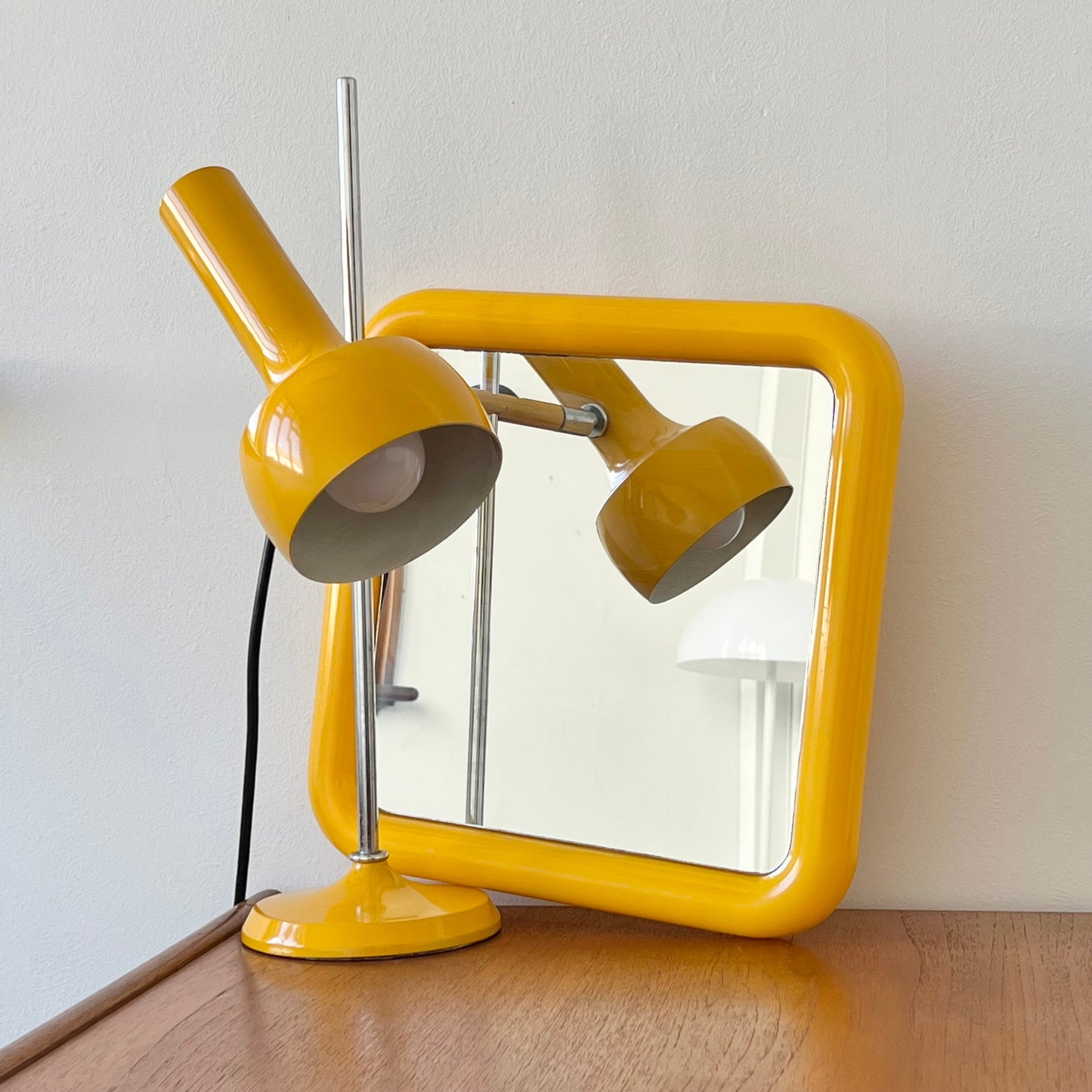 Plastic Bulbous Yellow Mirror