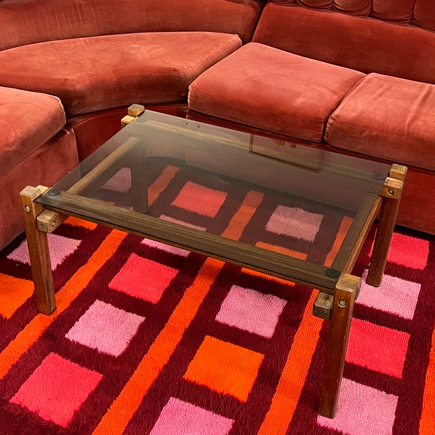 Wood and Smoked glass coffee Table