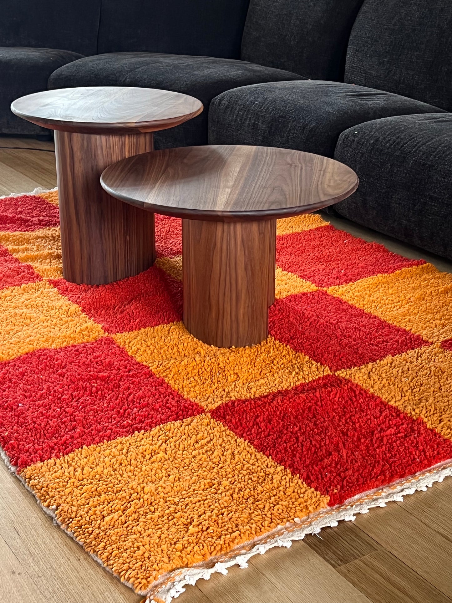 DIDI & DORA CHECKERED RUG in Red and Orange