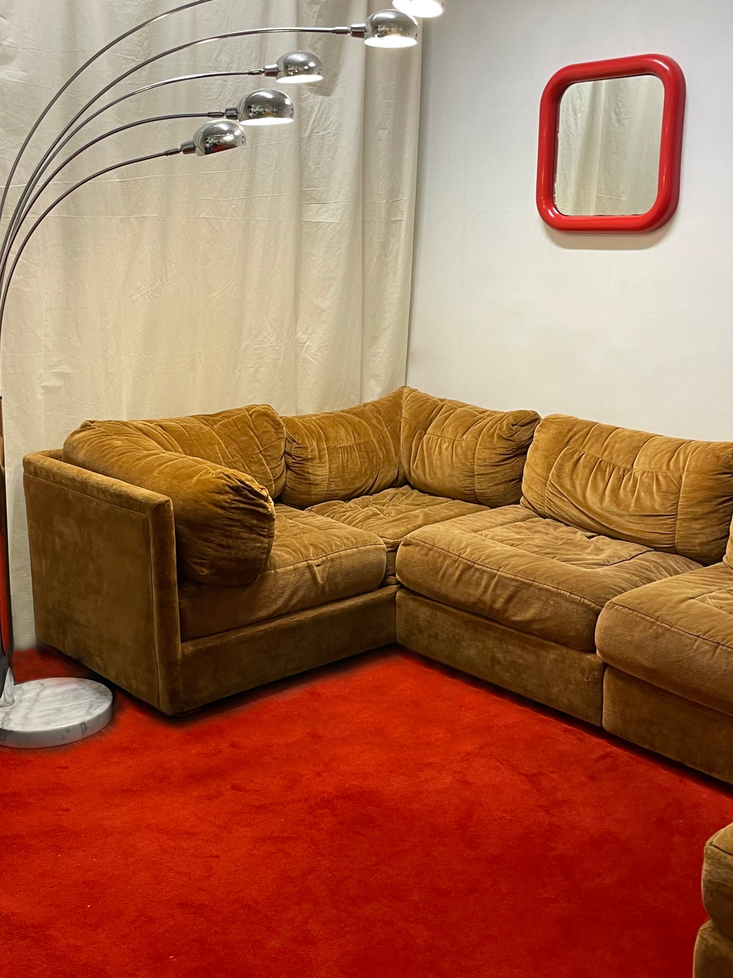 Moran Caramel Velvet Modular Sofa