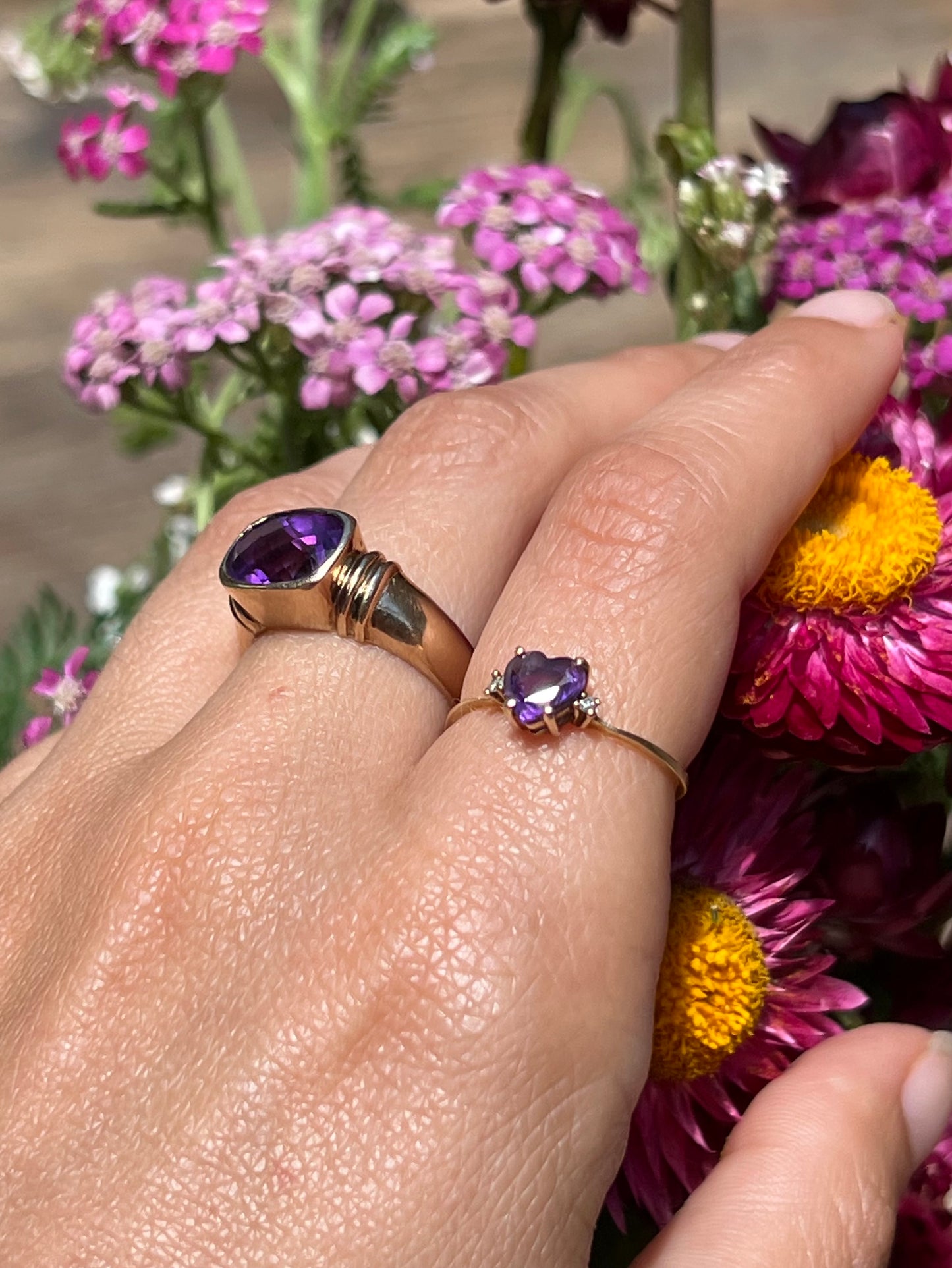14ct gold amethyst heart ring