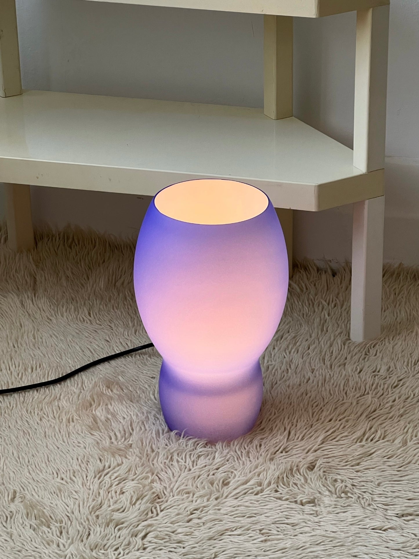 Frosted Cobalt Blue Glass Italian Lamp