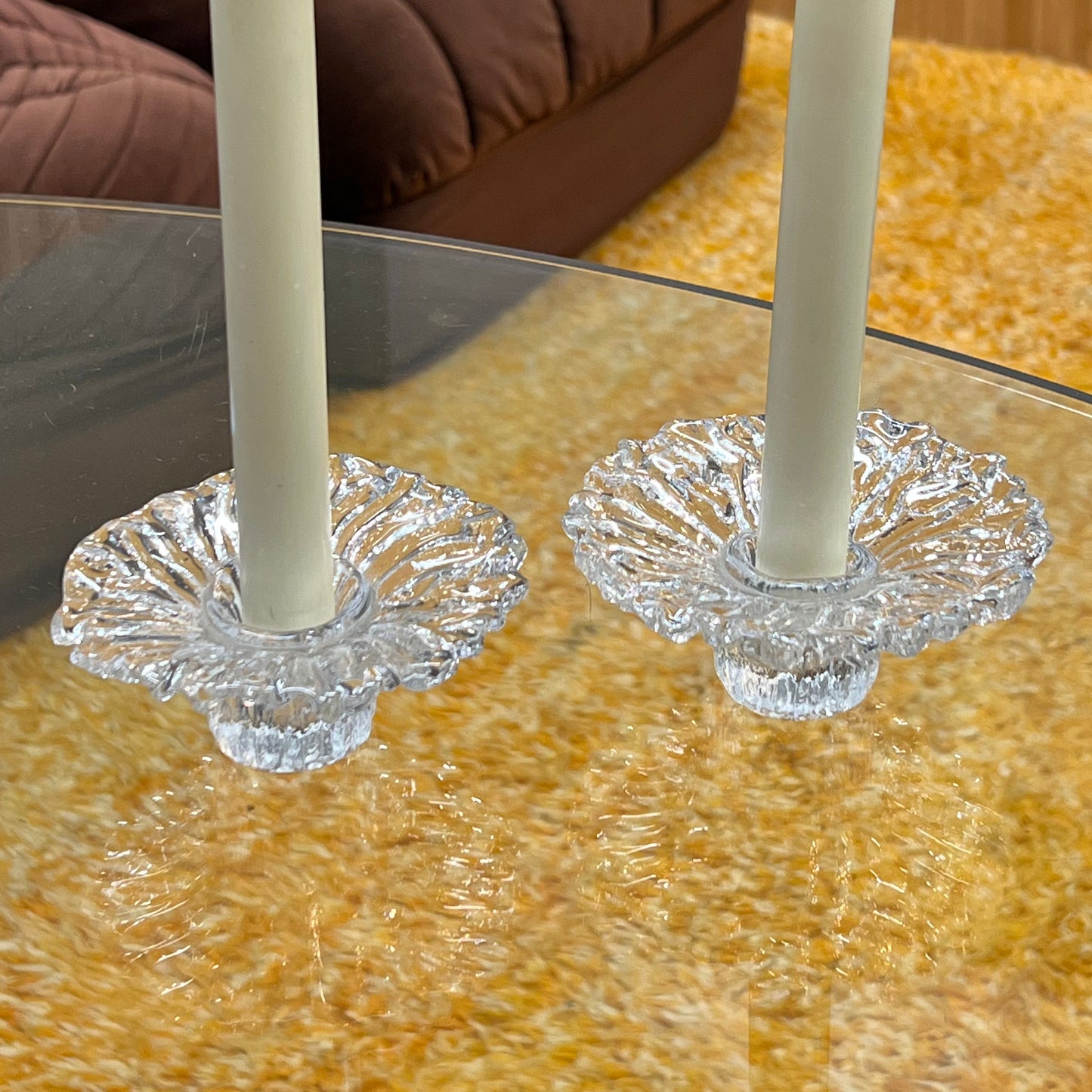 Frilly Crystal Candlesticks