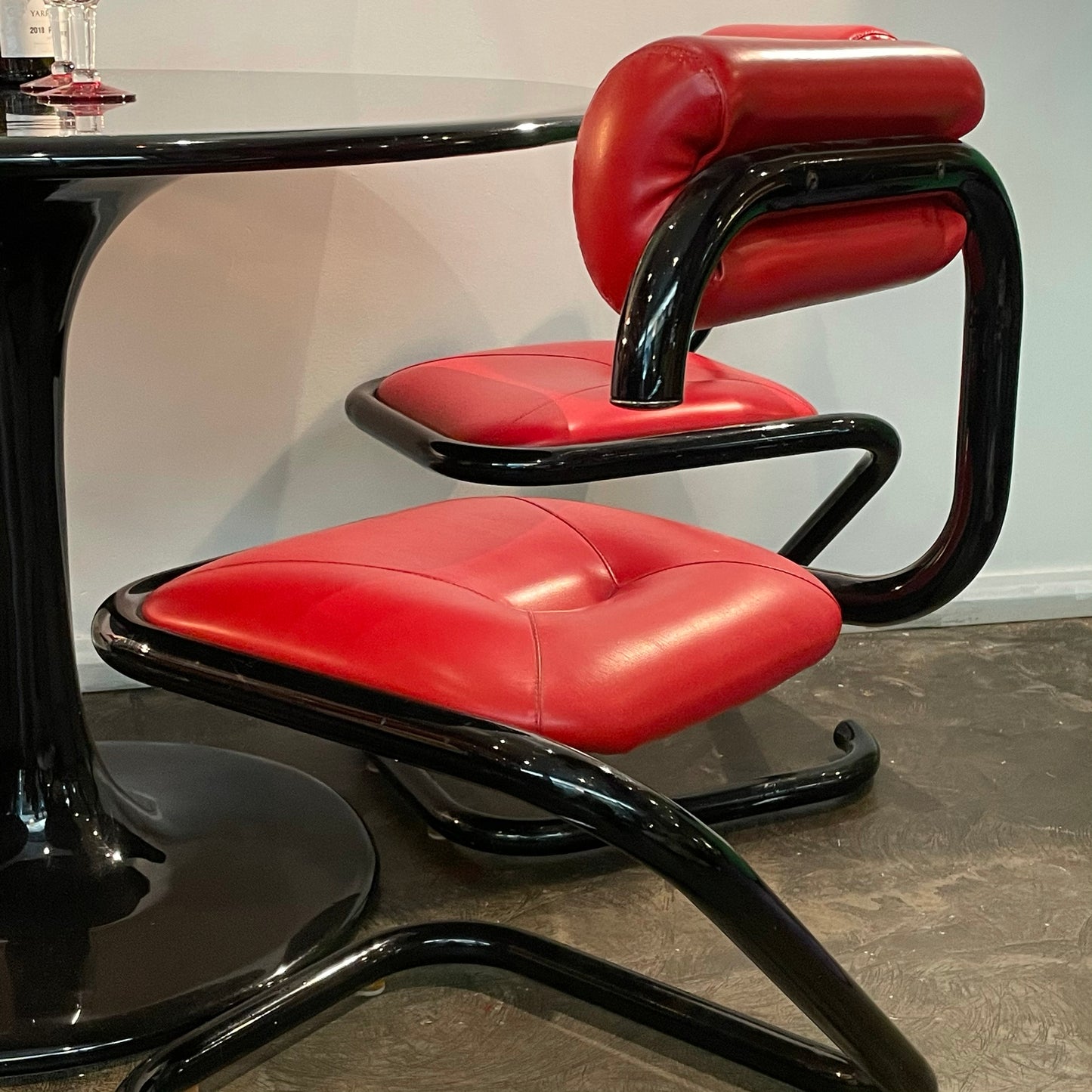 Set of Four Black Chrome Tubular Paperclip Chairs