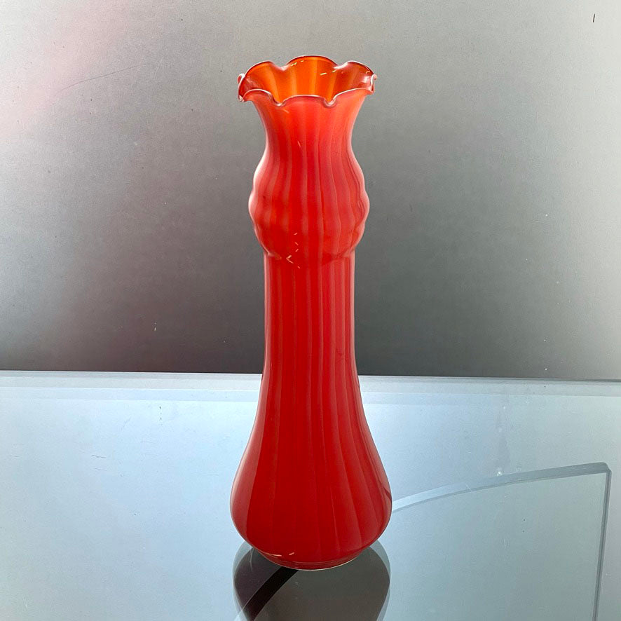 Pink Glass Vase with Frill Detail