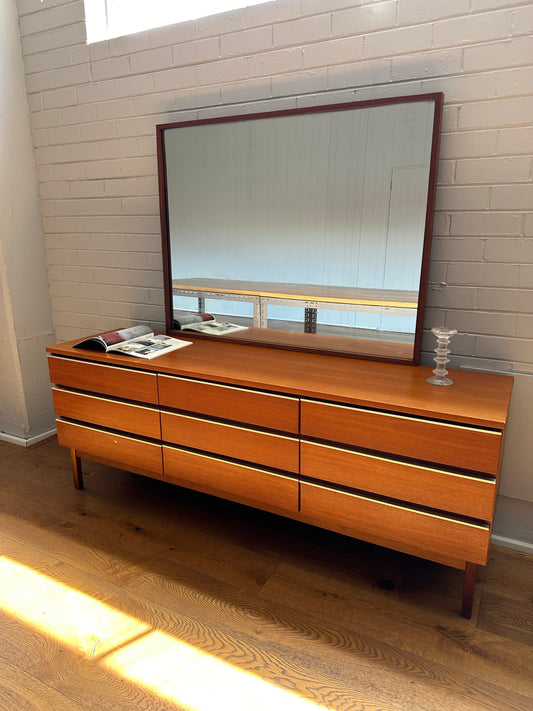 Vintage Teak Dresser with Detachable Mirror