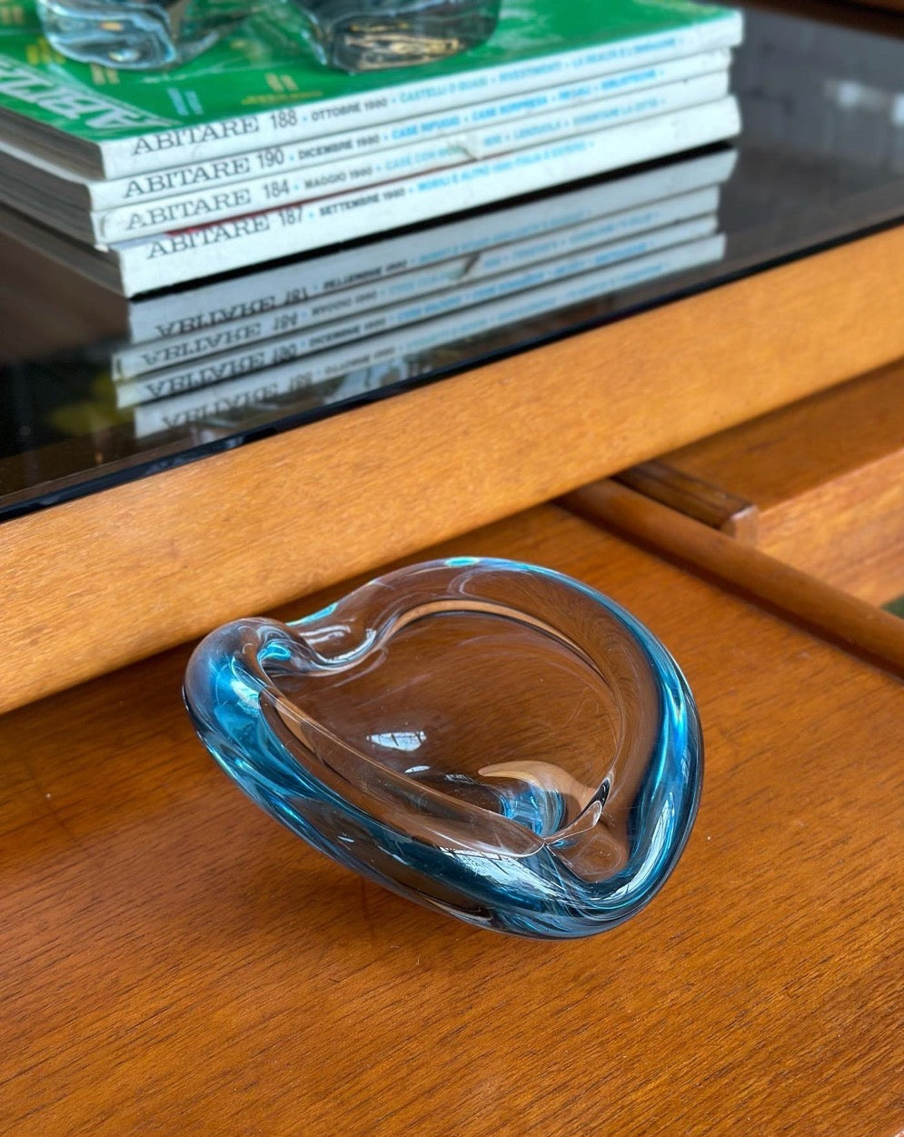Vintage Blue Art Glass Bowl / Ashtray