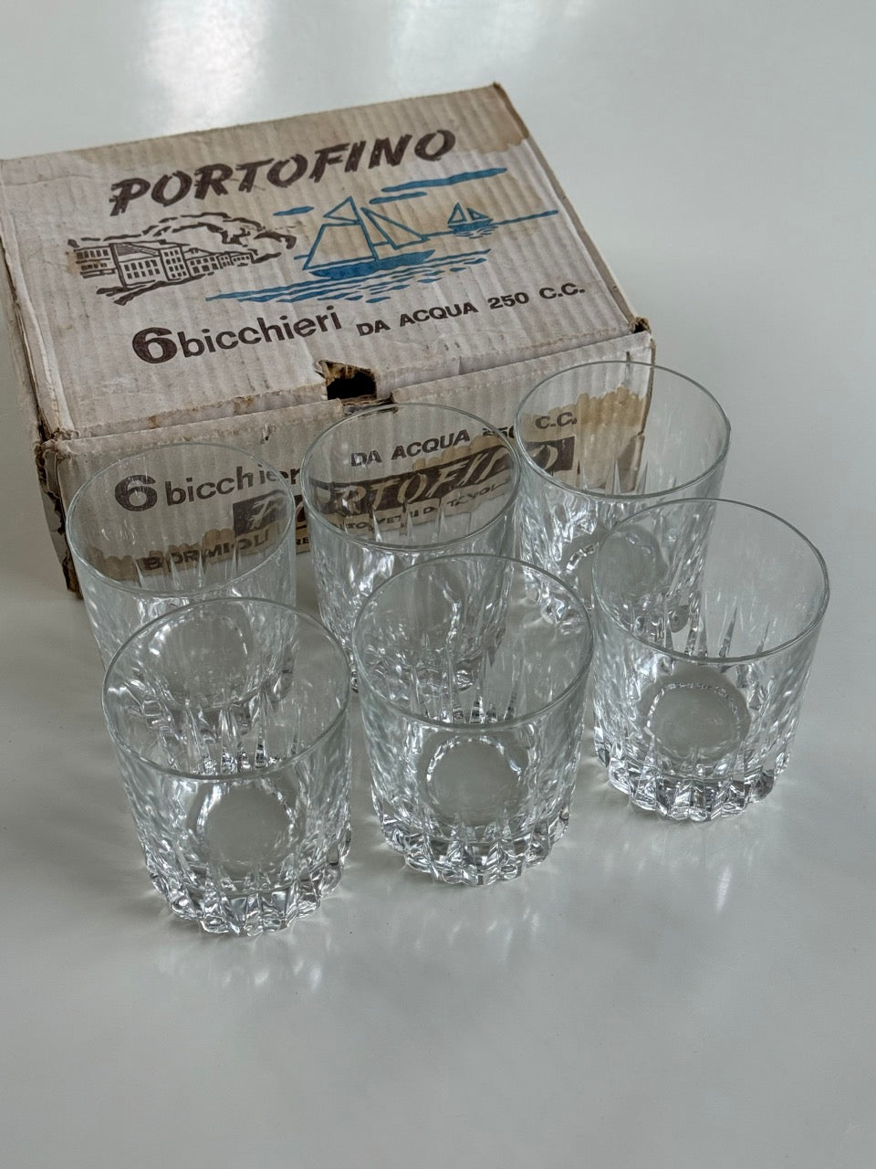 Set of Six Portofino Glass Tumblers, Italy, 1960s